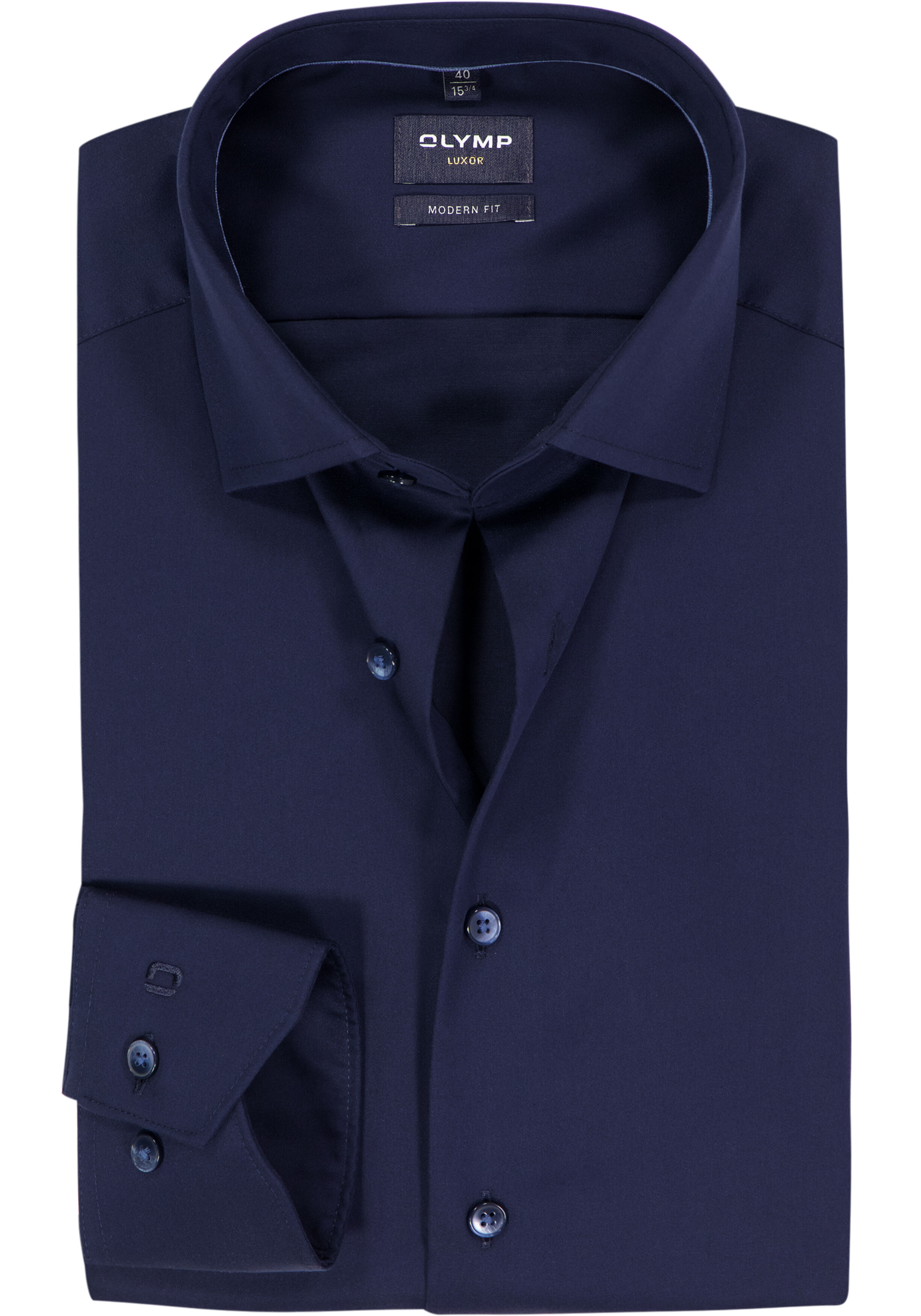 OLYMP Luxor modern fit overhemd, satijnbinding, donkerblauw