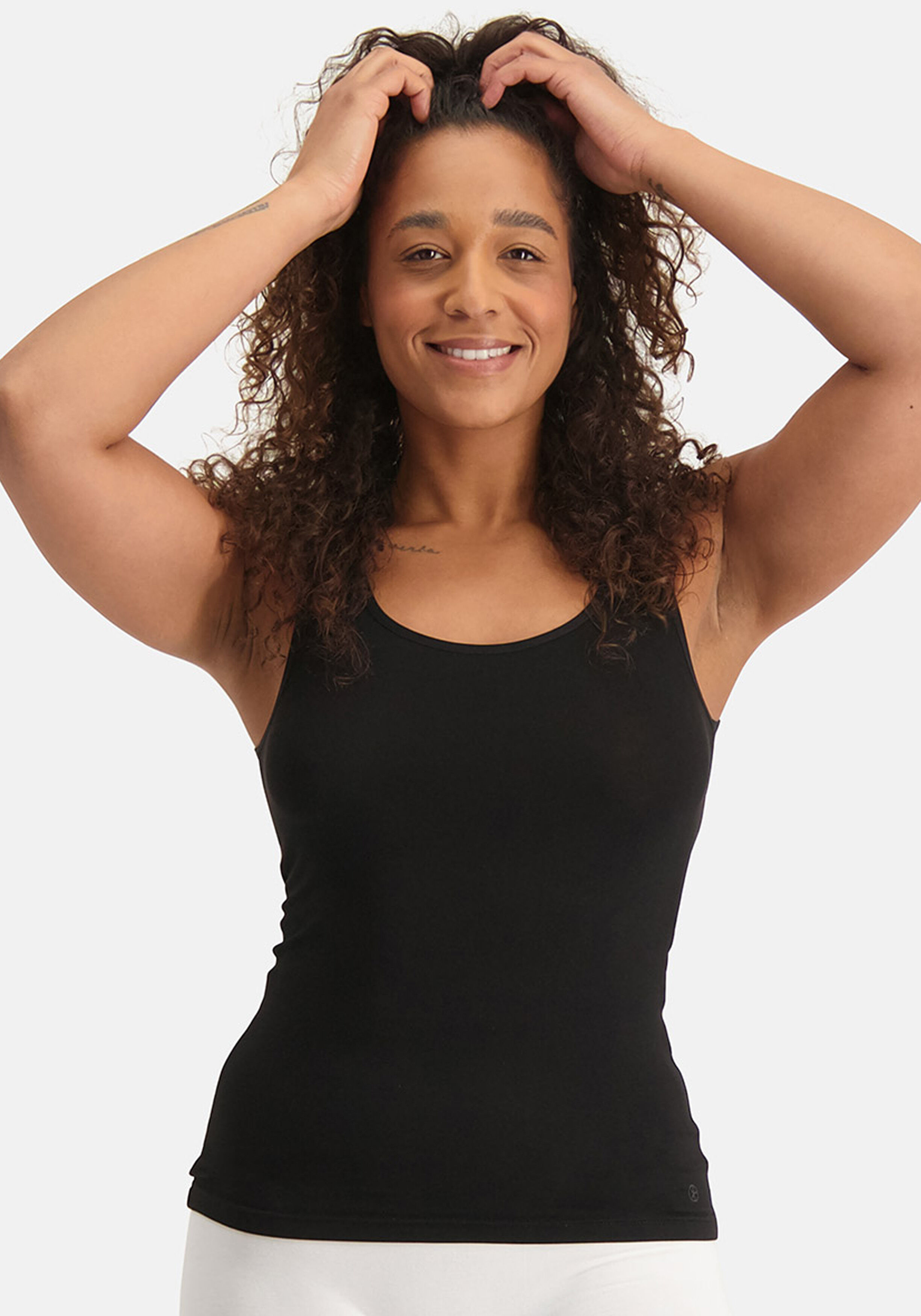 Bamboo Basics Alice singlet (2-pack), dames hemd, zwart