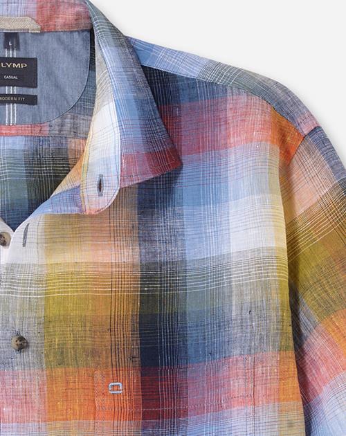 OLYMP Casual modern fit overhemd, structuur, rood geruit