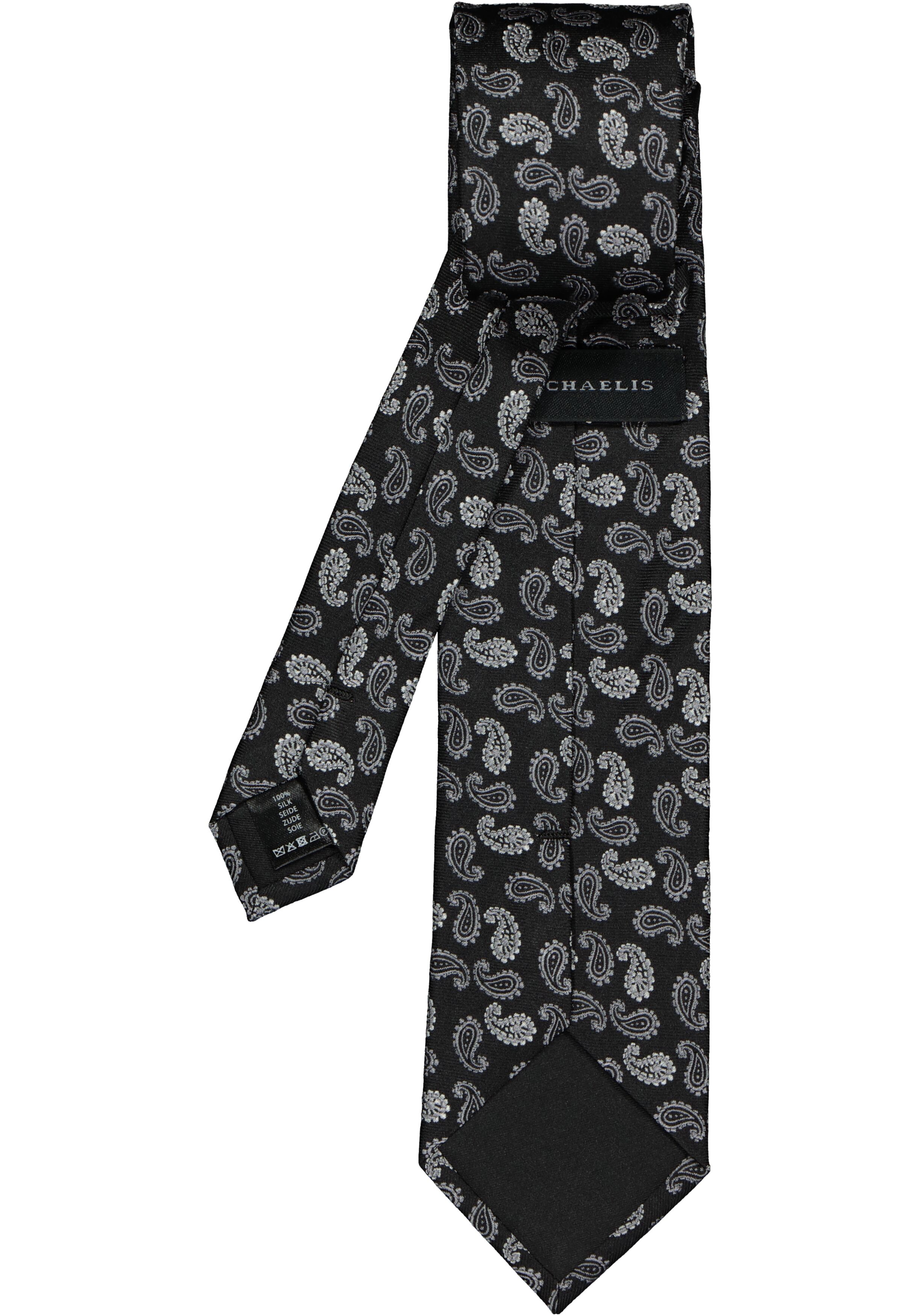 Michaelis stropdas, zwart paisley dessin