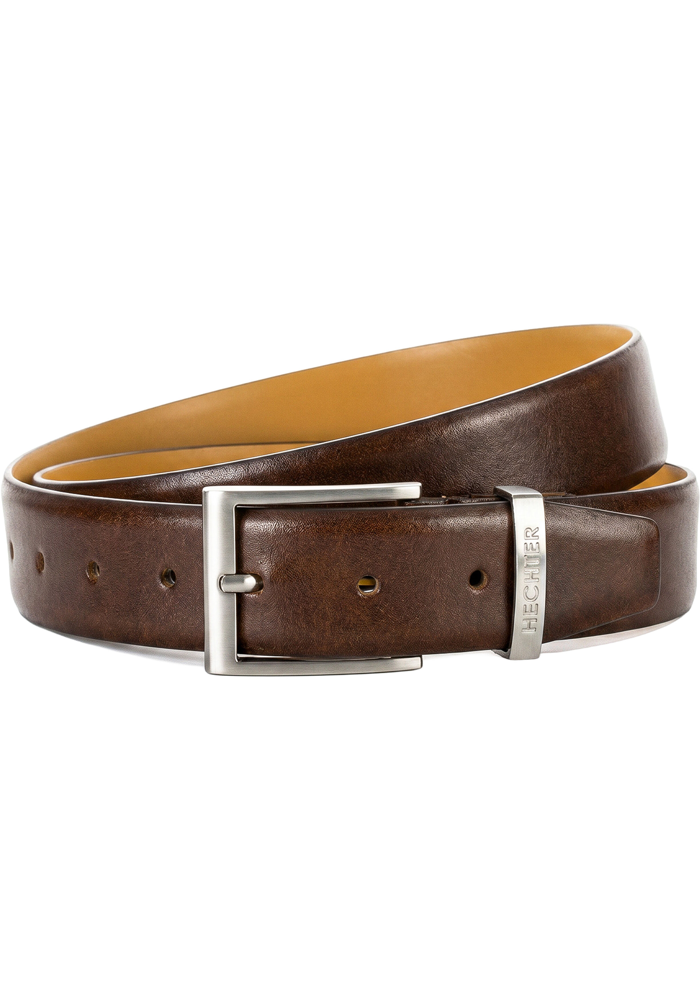 HECHTER leren heren riem, cognac