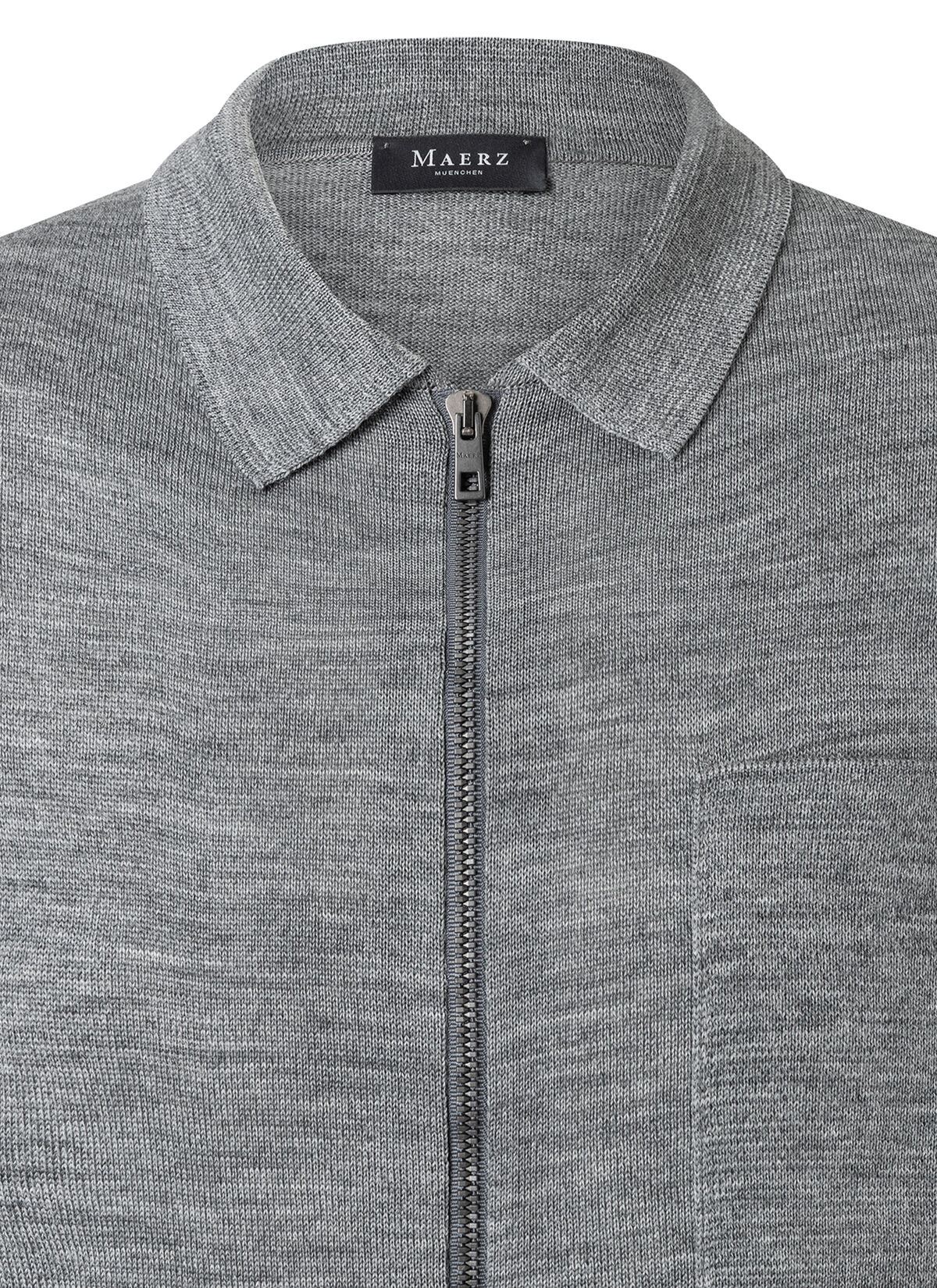 MAERZ Regular Fit heren vest met rits wol, grijs melange
