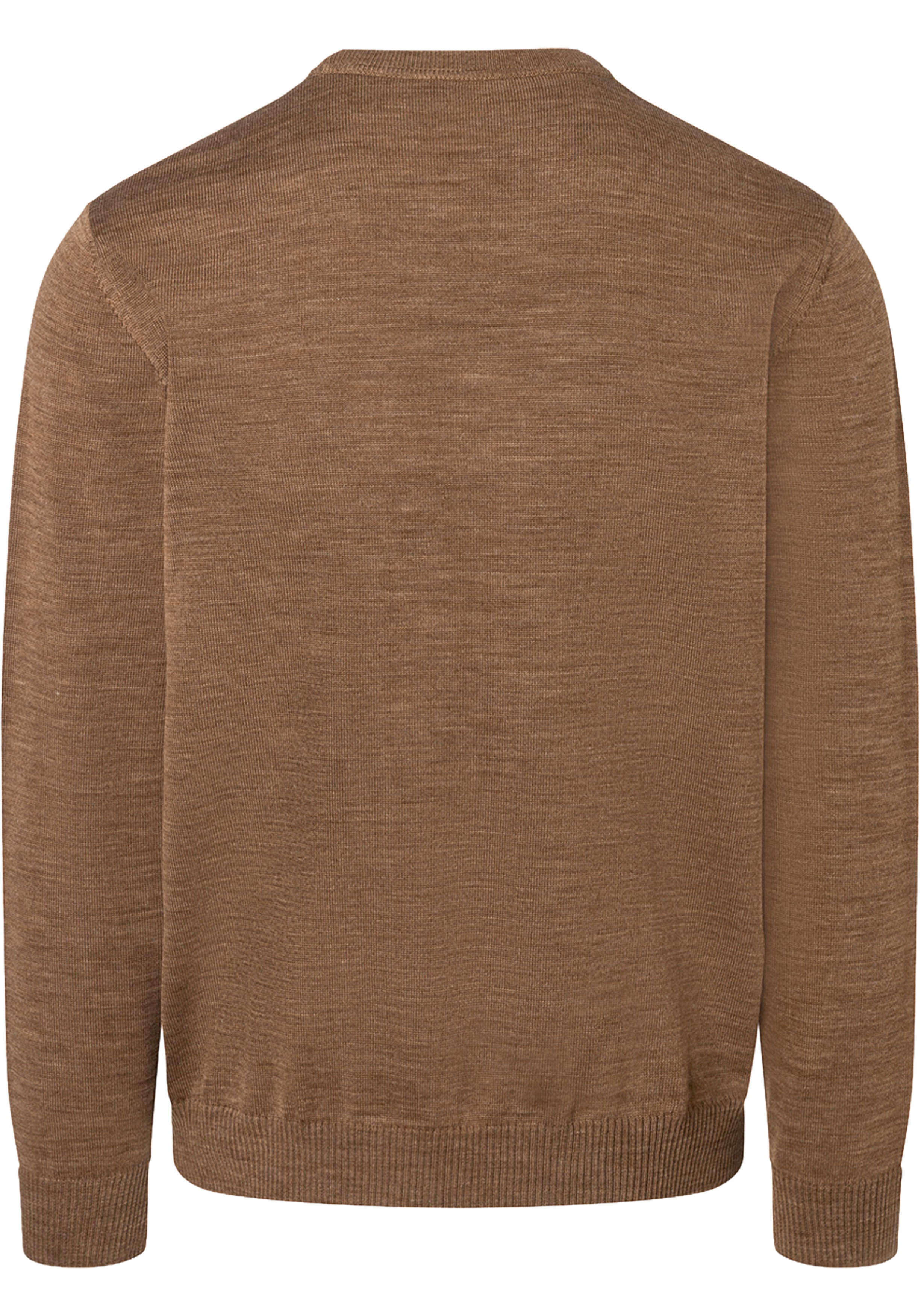 MAERZ Classic Fit heren trui met O-hals wol, bruin