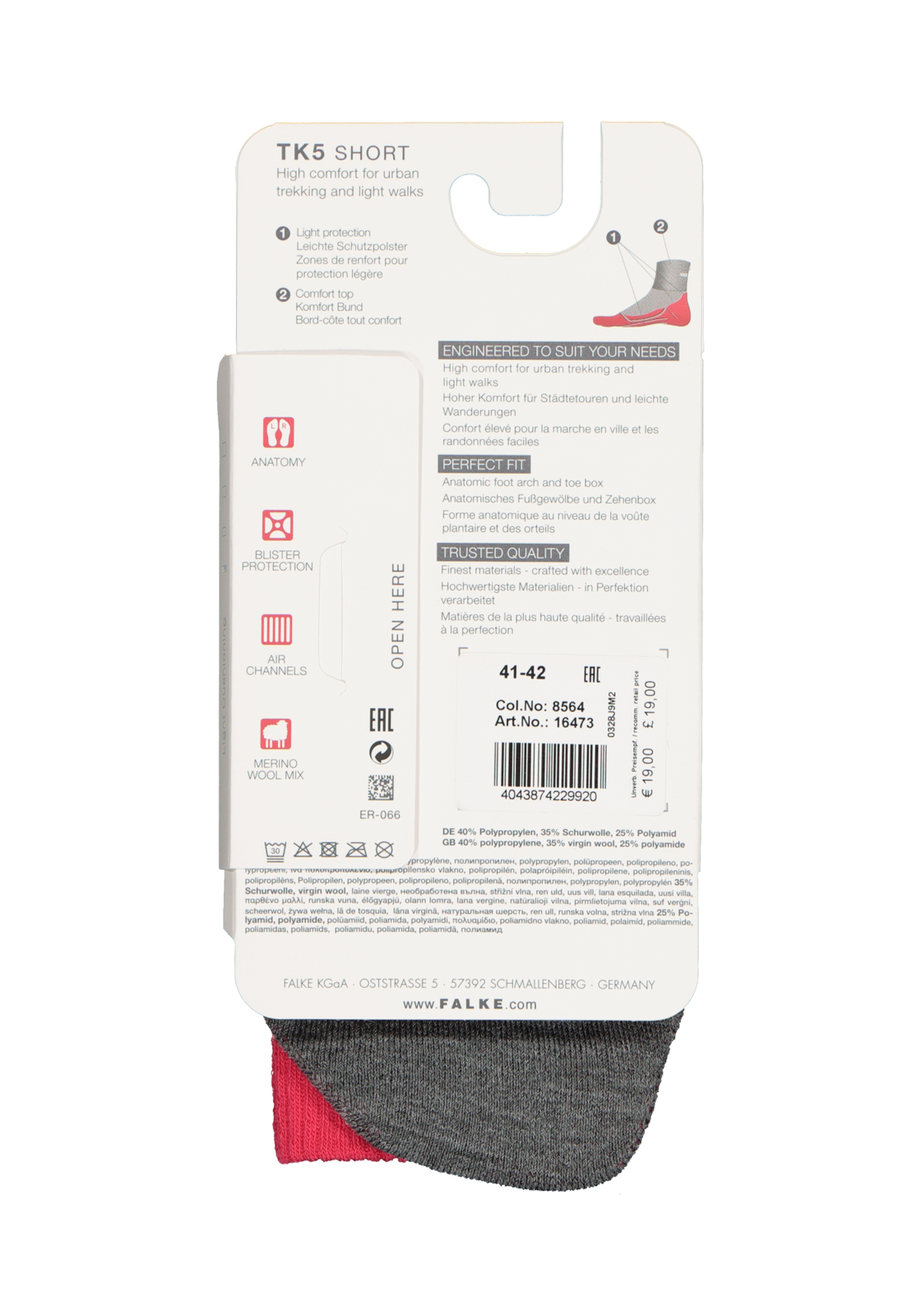 3-4043874229920_sok_HR FALKE TK5 Short dames wandelsokken, roze-mix (rose)