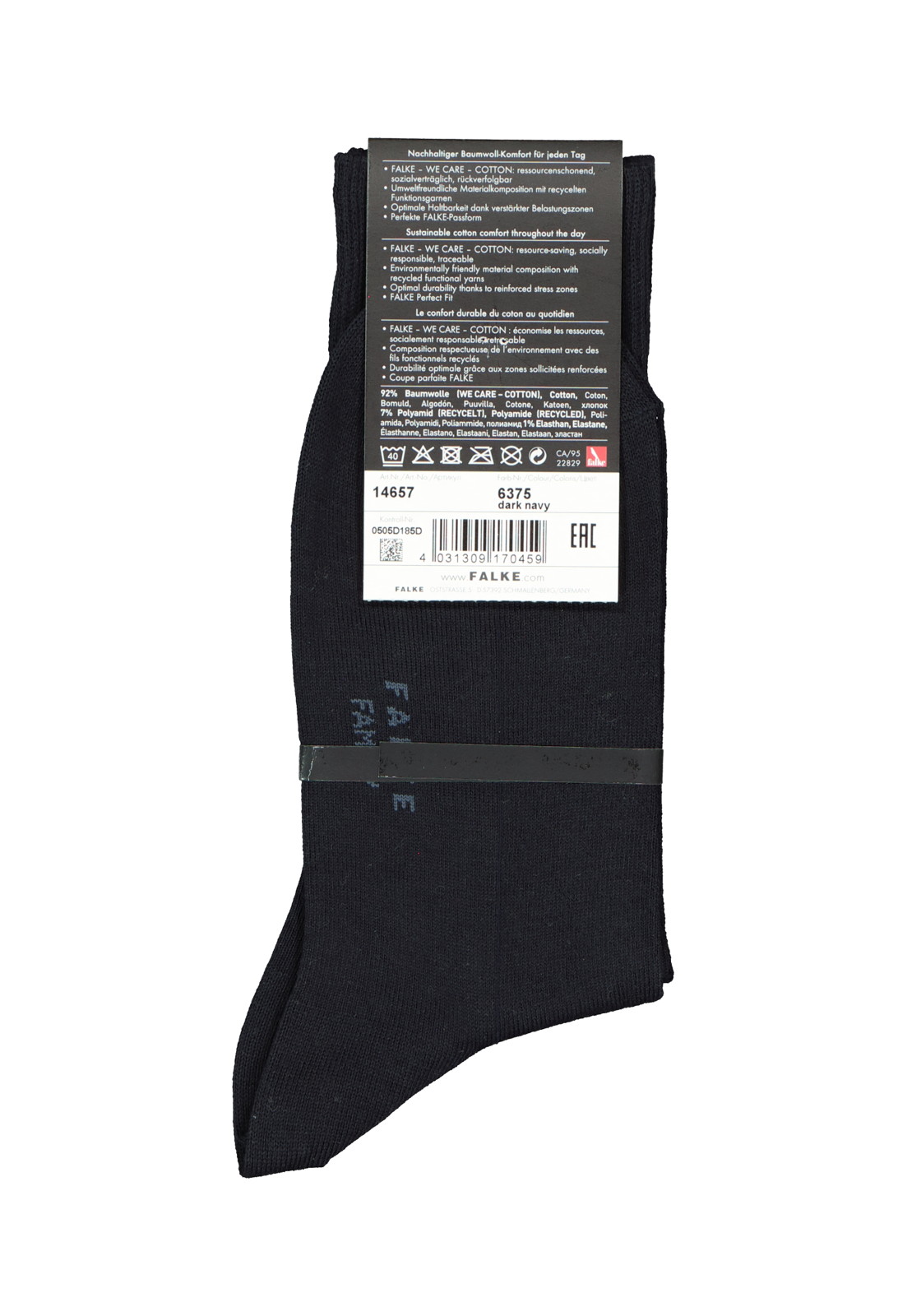 4-4031309170459_falke_sok_HR FALKE Family herensokken, marine blauw (dark navy)