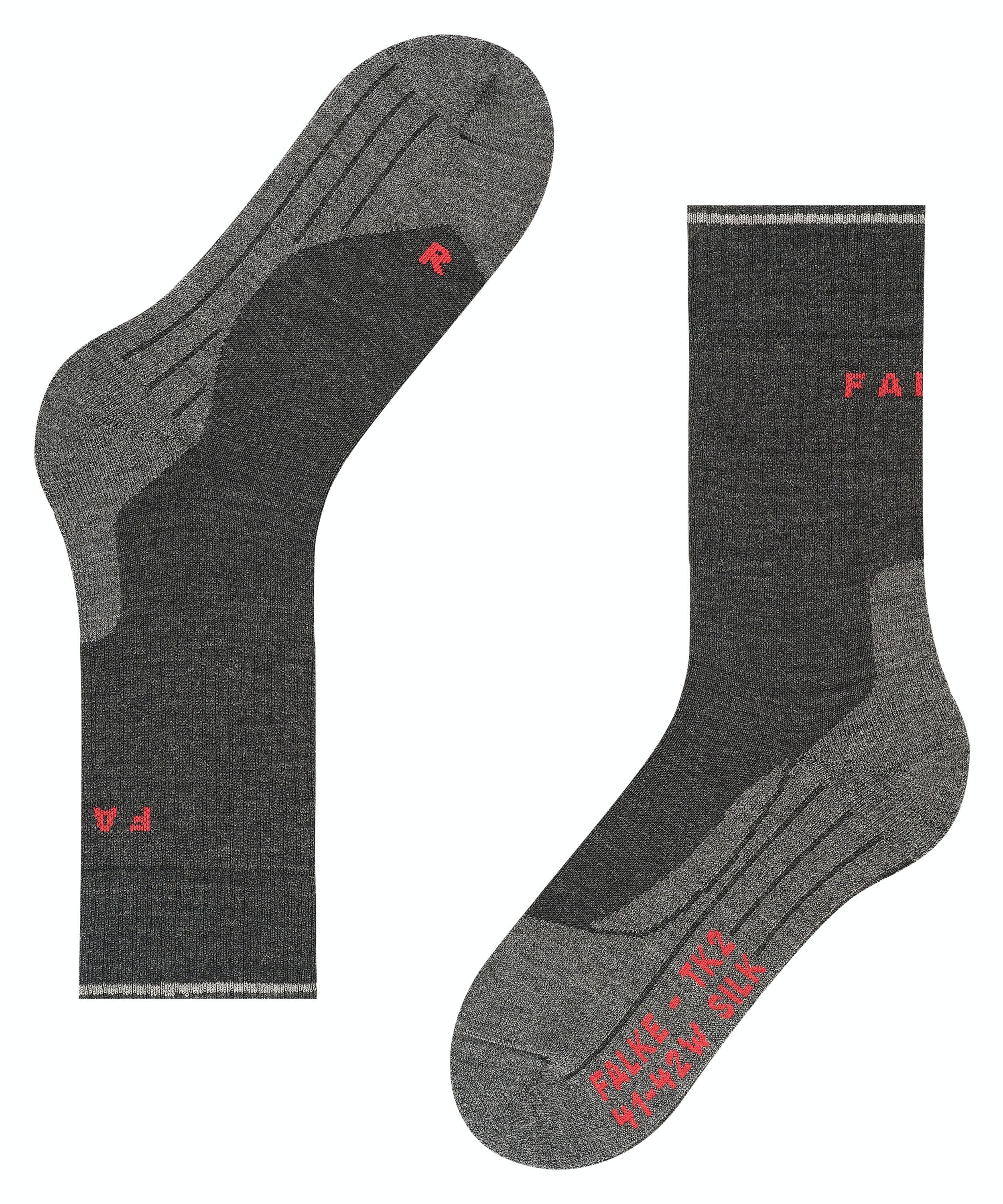 FALKE TK2 Explore Wool Silk dames trekking sokken, antraciet grijs (anthra.melange)