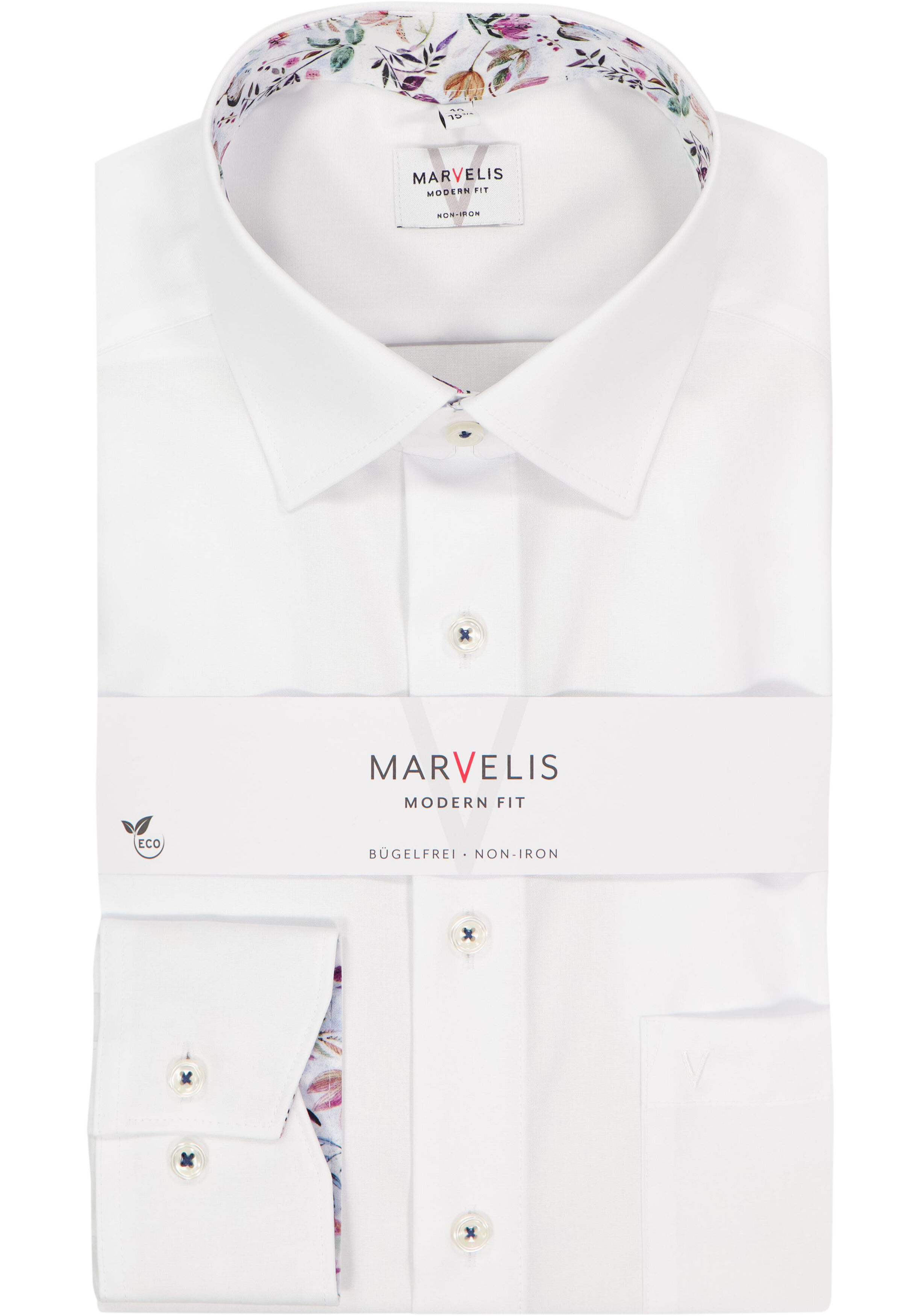 MARVELIS modern fit overhemd, popeline, wit