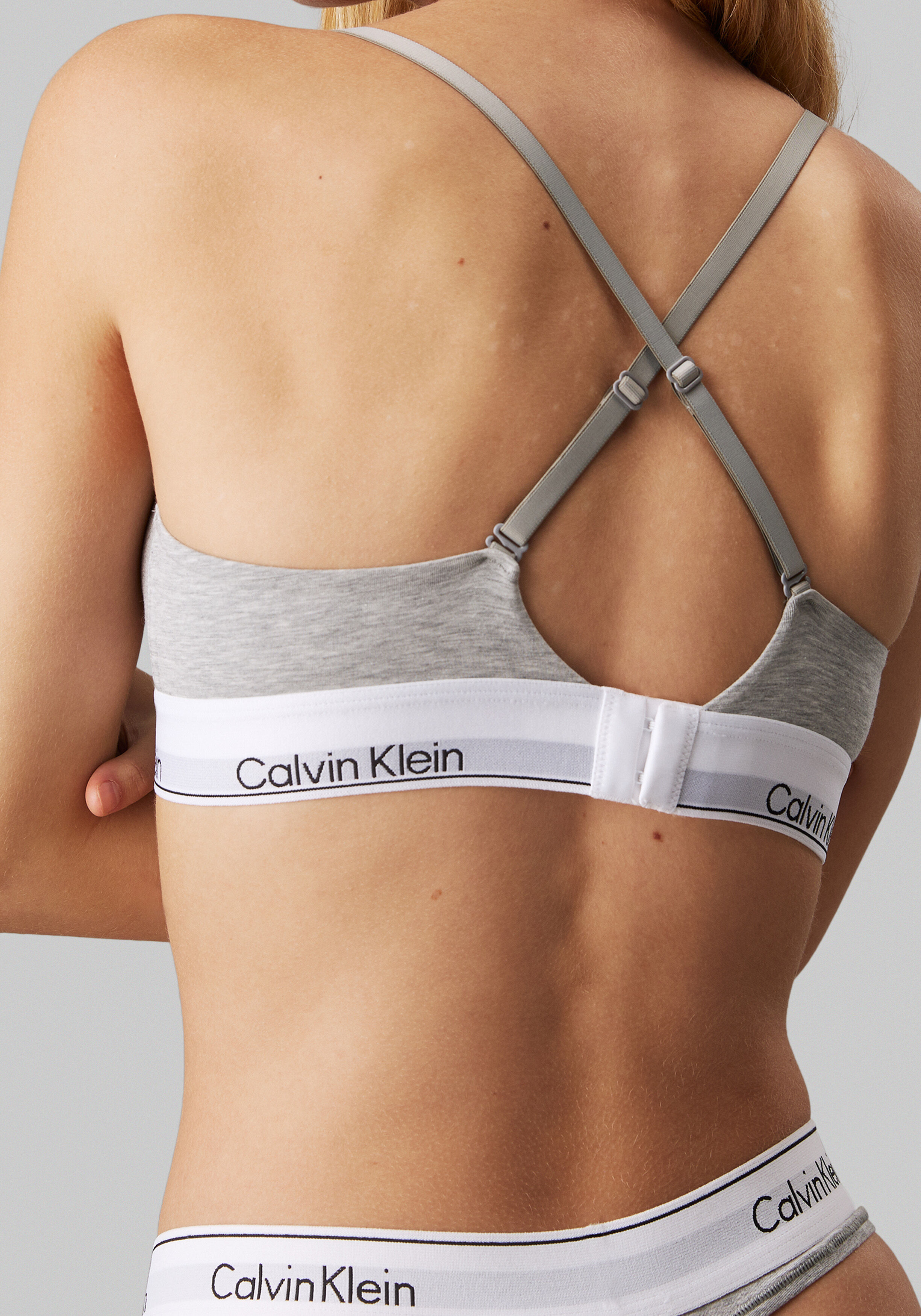 Calvin Klein dames Modern Cotton lightly lined triangle bra, triangel BH, grijs