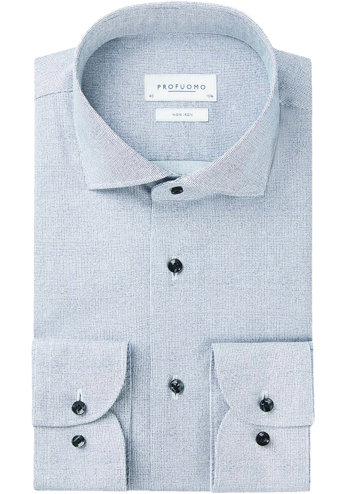 1-8716172140773-profuomo-overhemd-PPUH30006B_HR Profuomo slim fit heren overhemd, popeline, blauw dessin