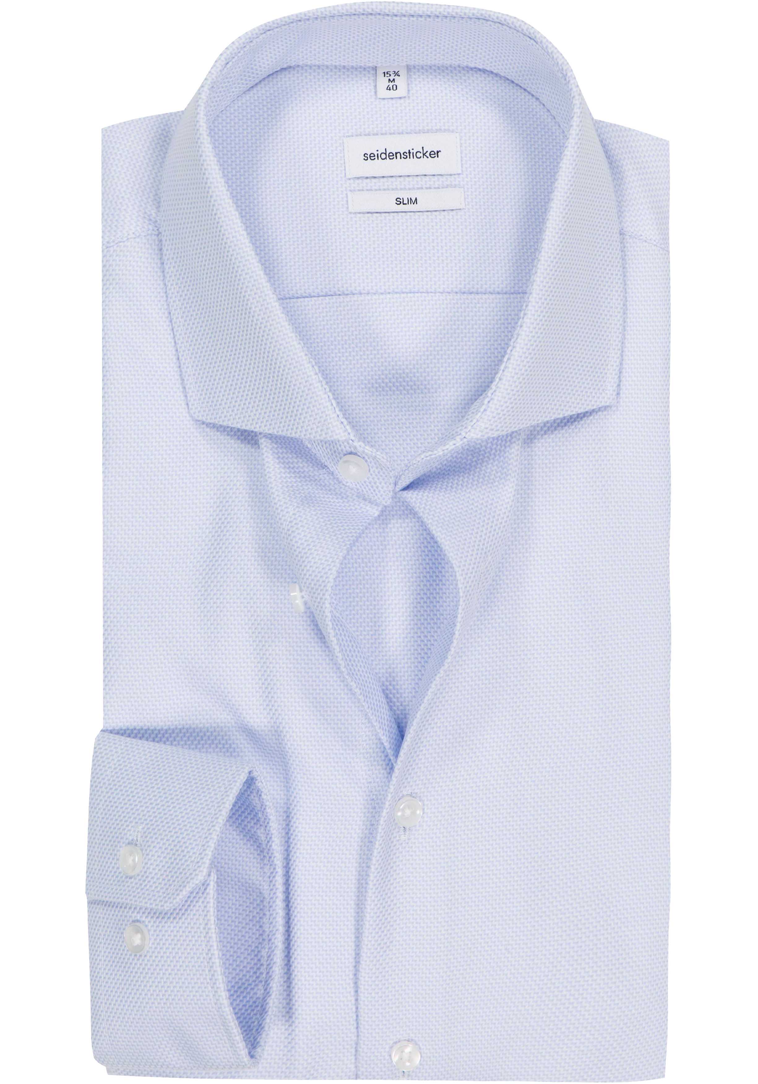Seidensticker slim fit overhemd, structuur, blauw