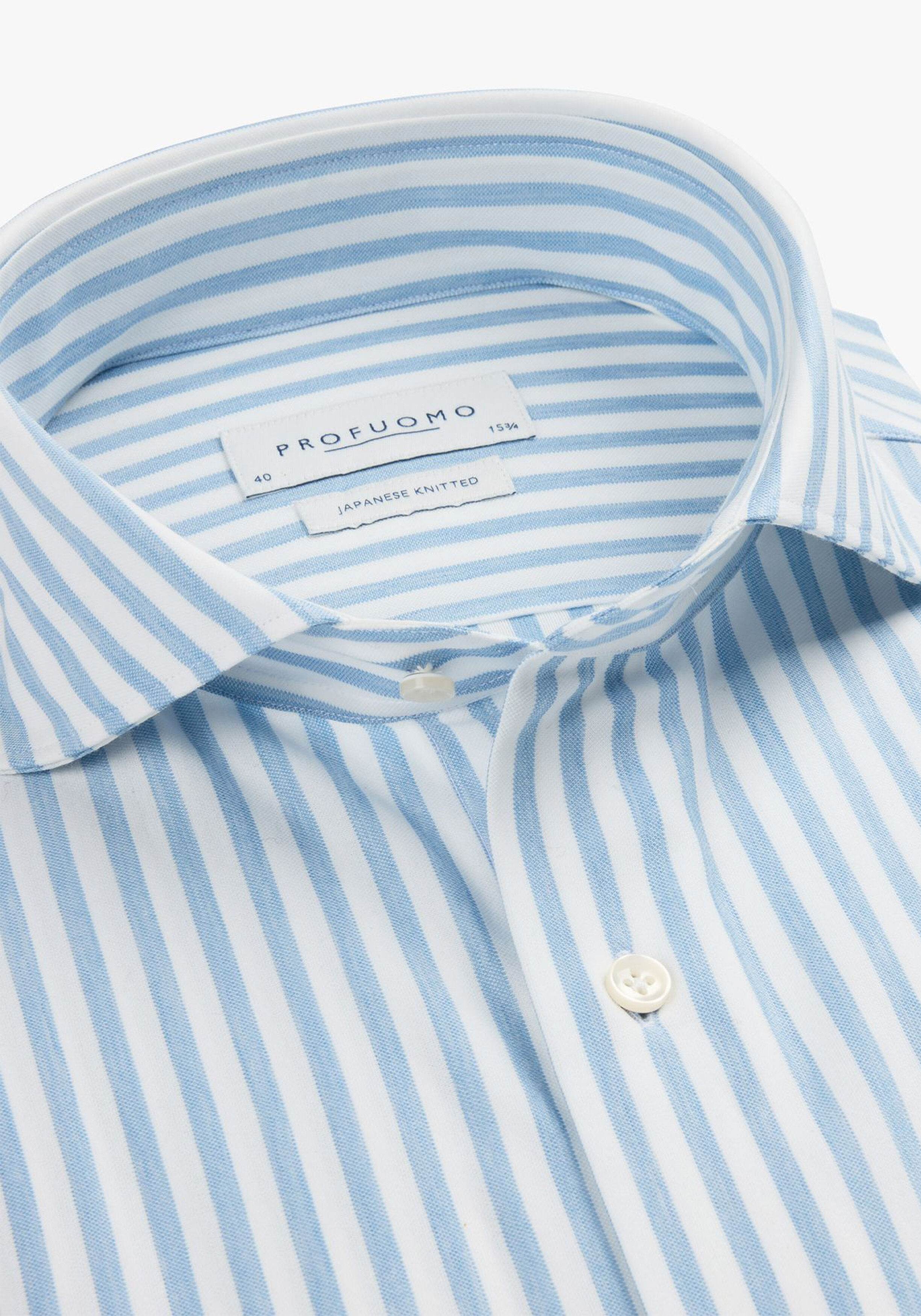 Profuomo slim fit heren overhemd, jersey, blauw gestreept