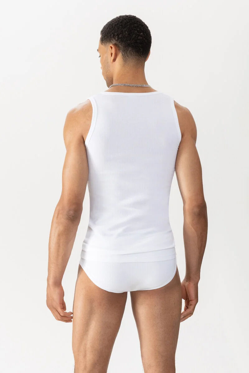 Mey heren tank top Re:think Rib, singlet, wit