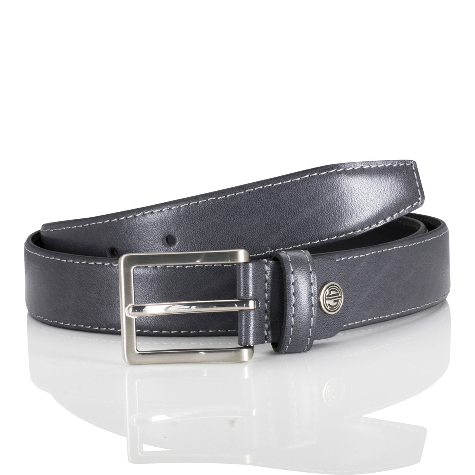 LINDENMANN leren heren riem, grijs
