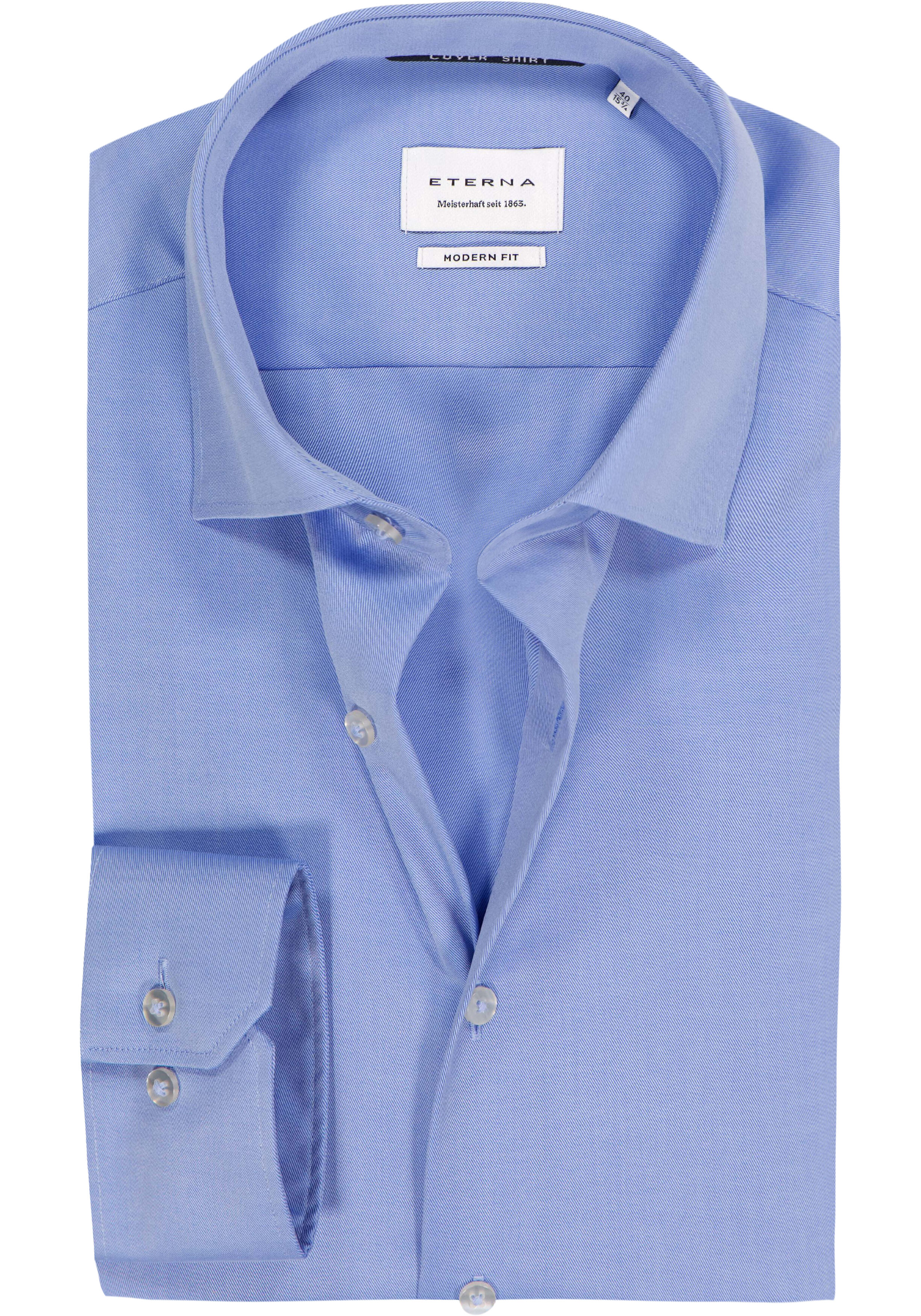 ETERNA modern fit overhemd, twill, blauw