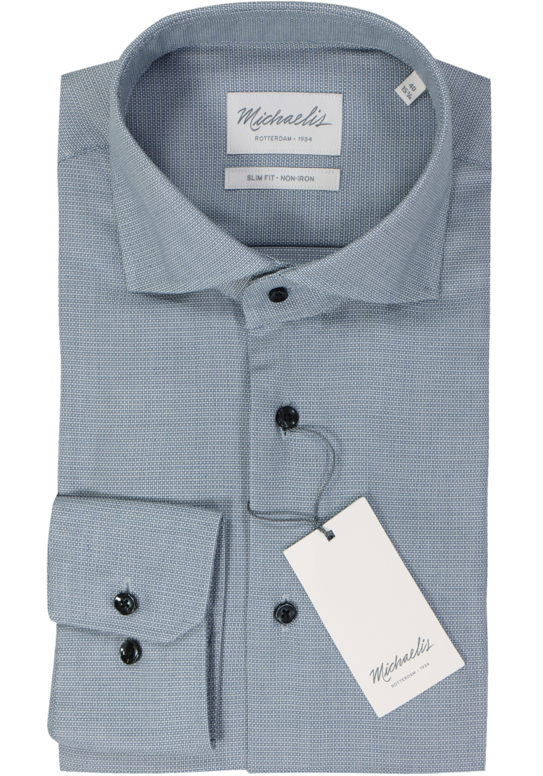 Michaelis slim fit heren overhemd, birdseye, donkerblauw Michaelis slim fit heren overhemd, birdseye, donkerblauw