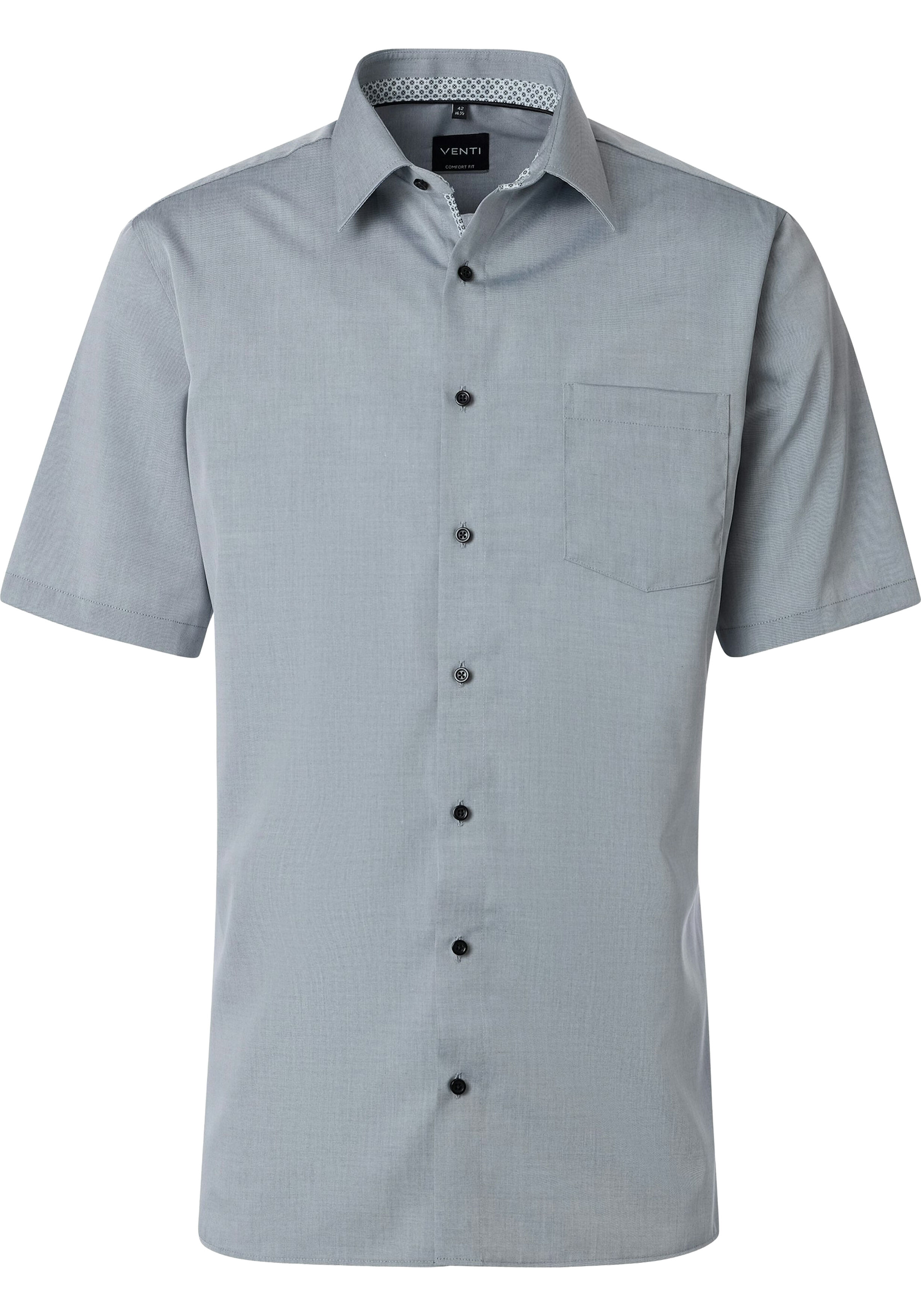 VENTI CASA MODA comfort fit overhemd, korte mouw, structuur, zilvergrijs