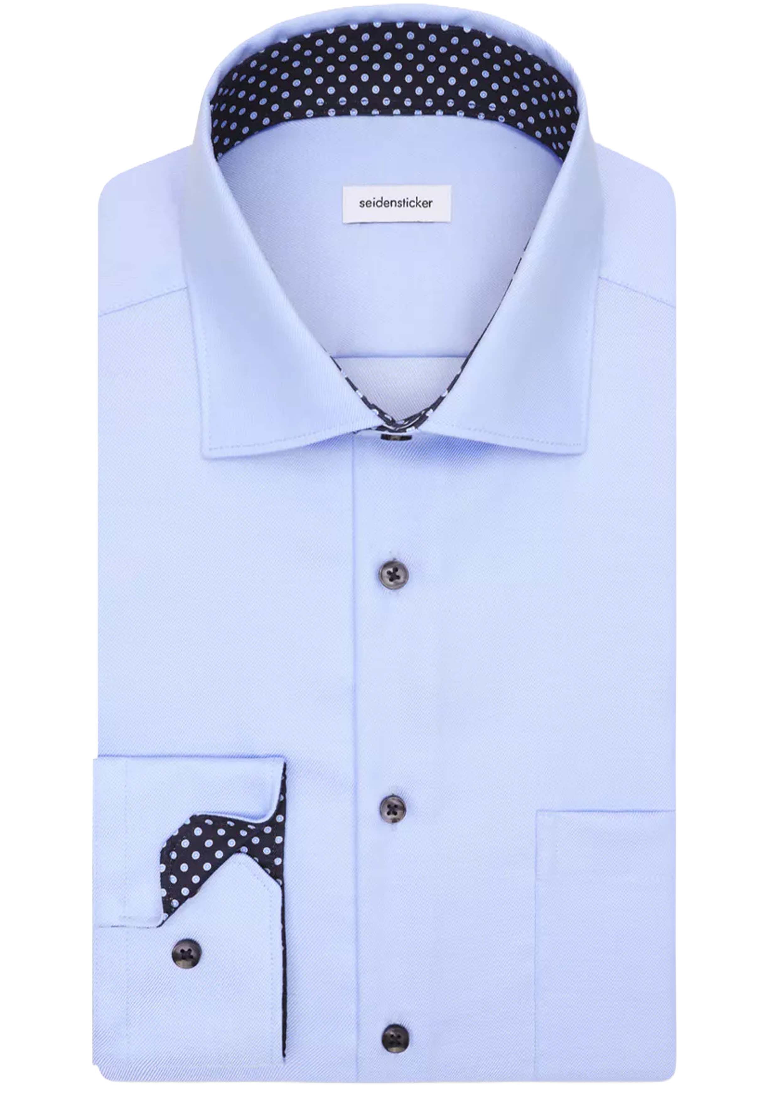 Seidensticker regular fit overhemd, mouwlengte 7, popeline, blauw