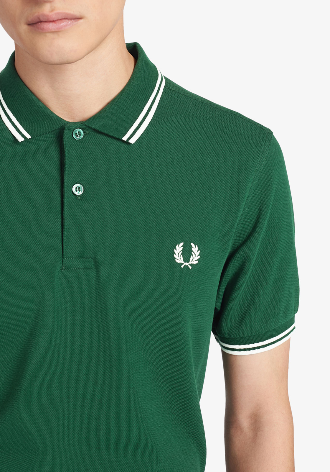 M3600_406_5-HR Fred Perry M3600 polo twin tipped shirt, heren polo Ivy / Snow White