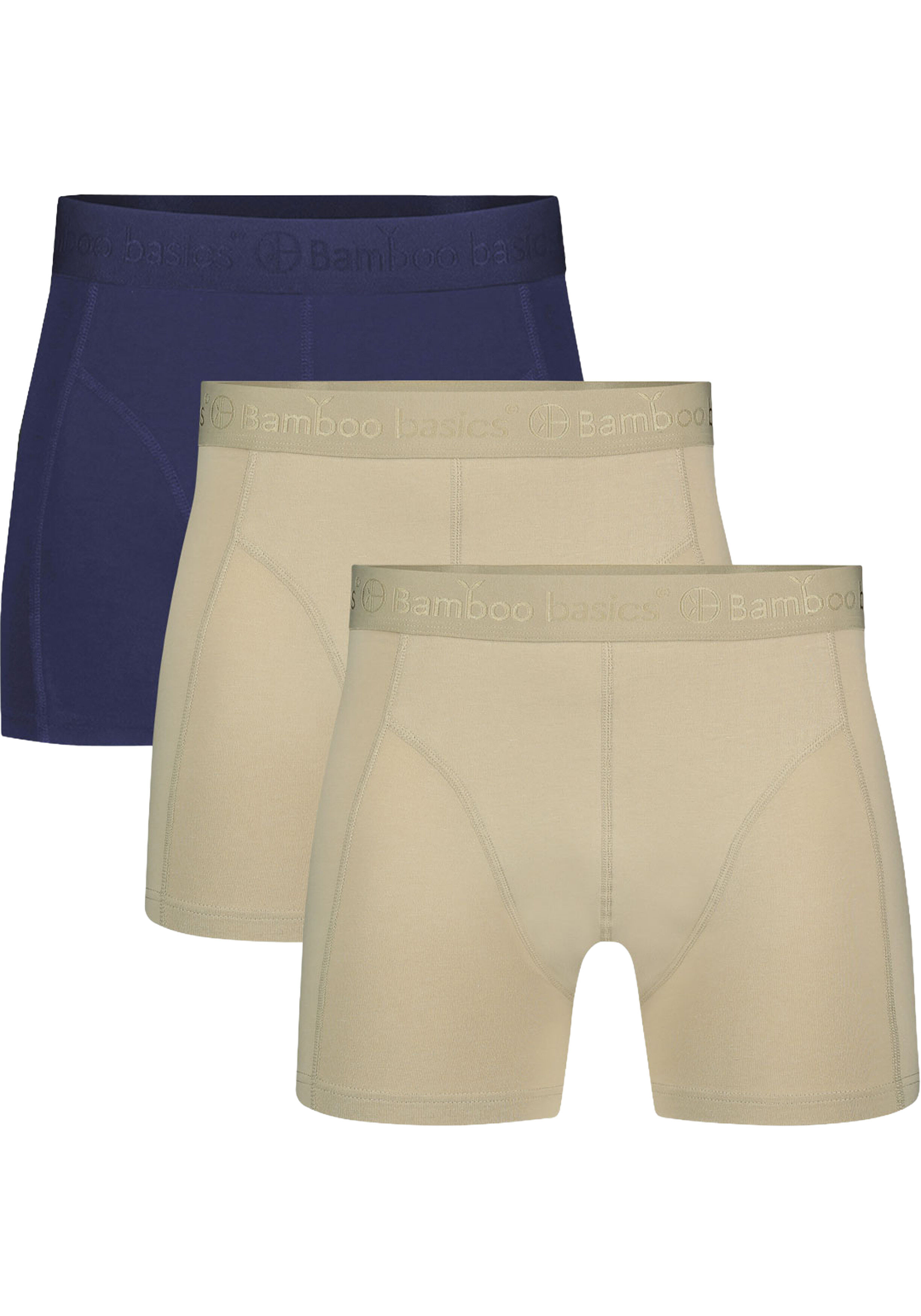 Bamboo Basics Rico boxershorts (3-pack), heren boxershort, licht kaki, licht kaki, donkerblauw