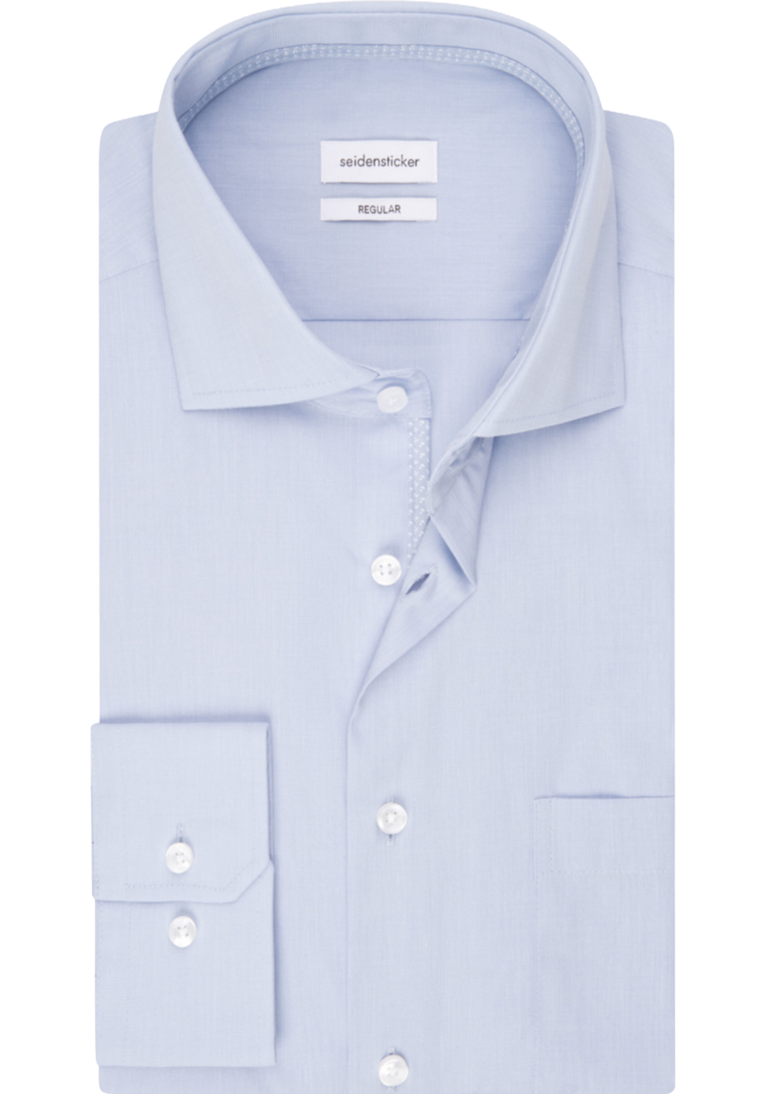 Seidensticker regular fit overhemd, popeline, blauw