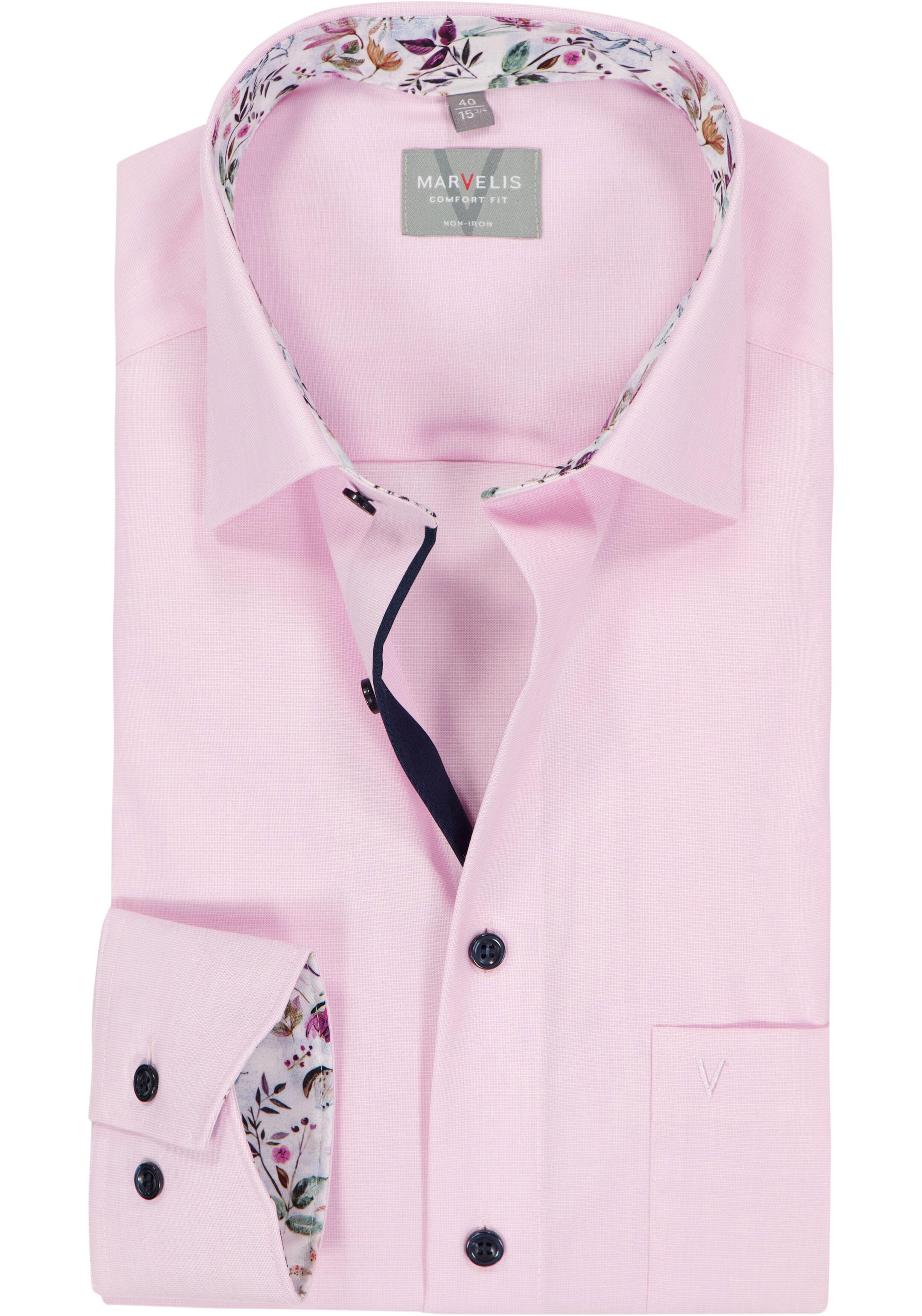 MARVELIS comfort fit overhemd, fil a fil, roze