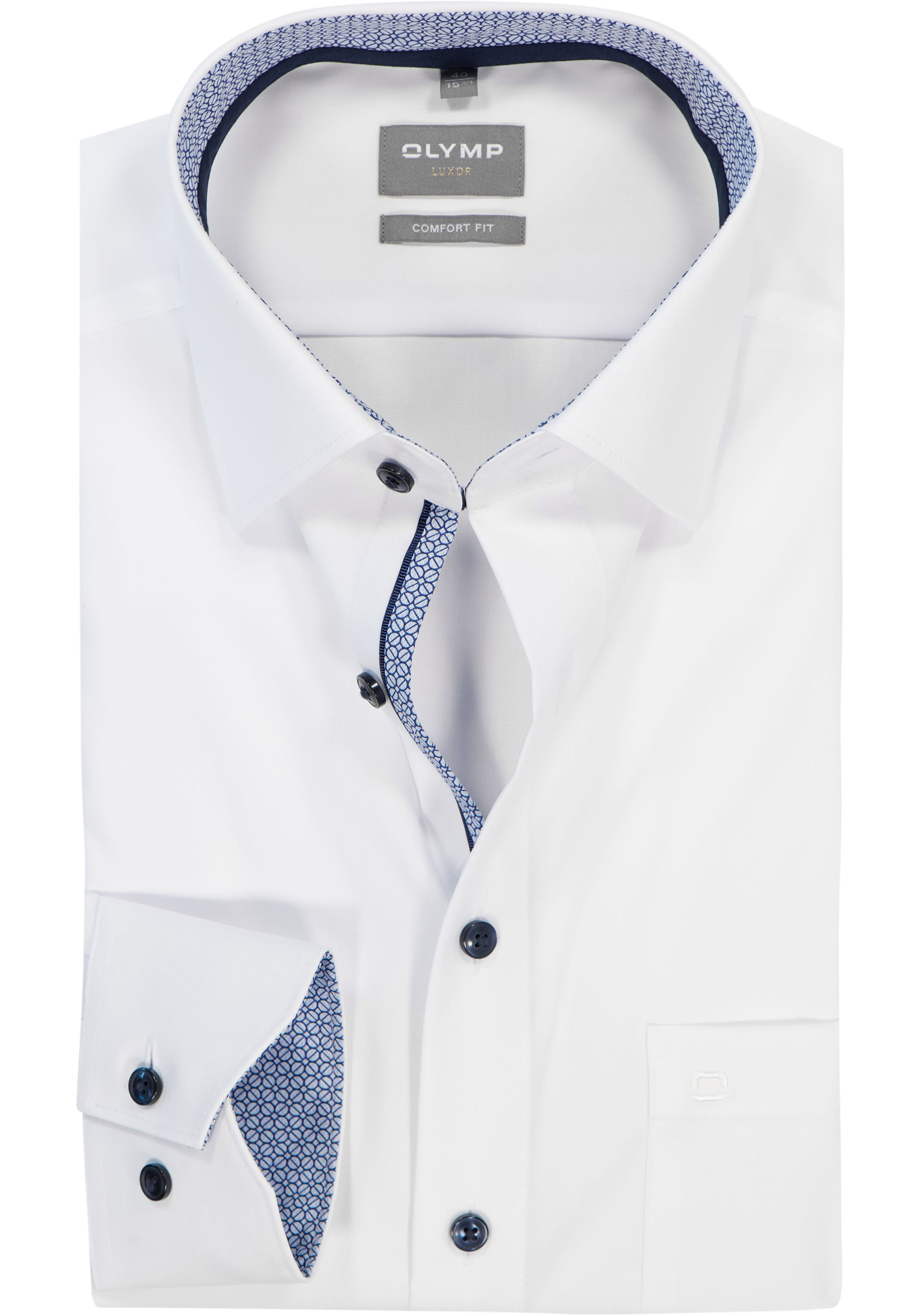 OLYMP Luxor comfort fit overhemd, wit (contrast)