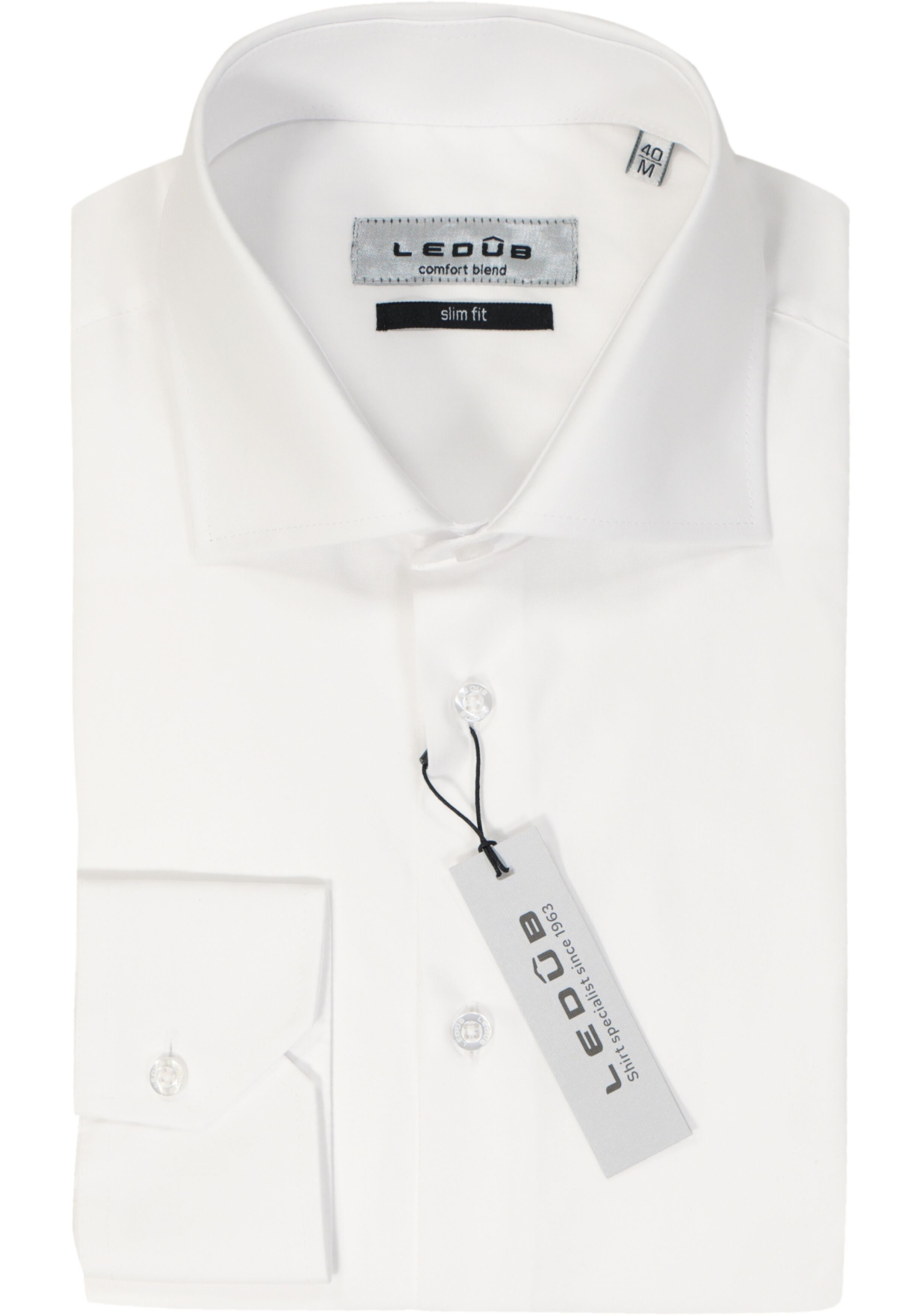 Ledub slim fit overhemd, wit