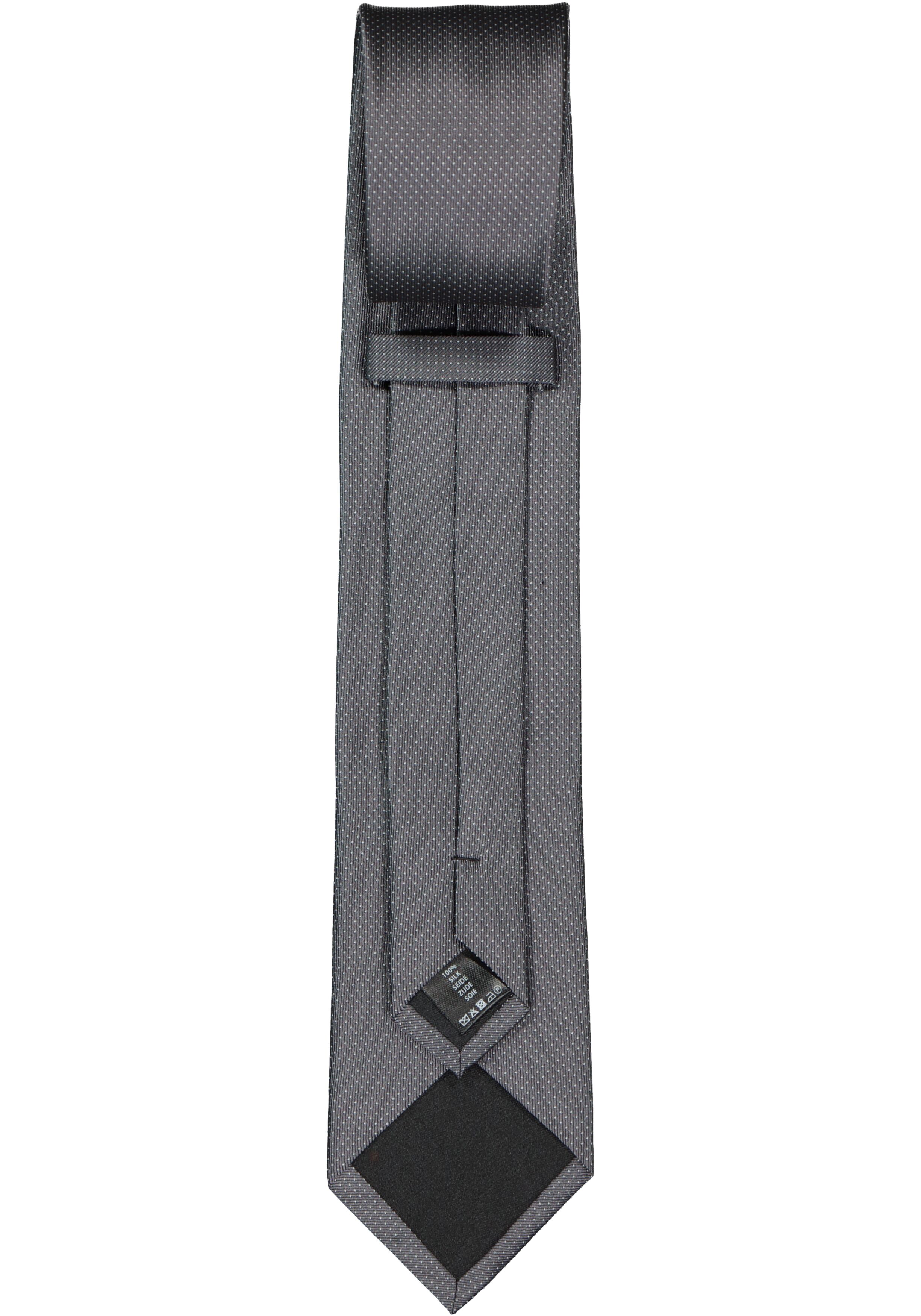Michaelis  stropdas, zijde, antraciet grijs met wit gestipt