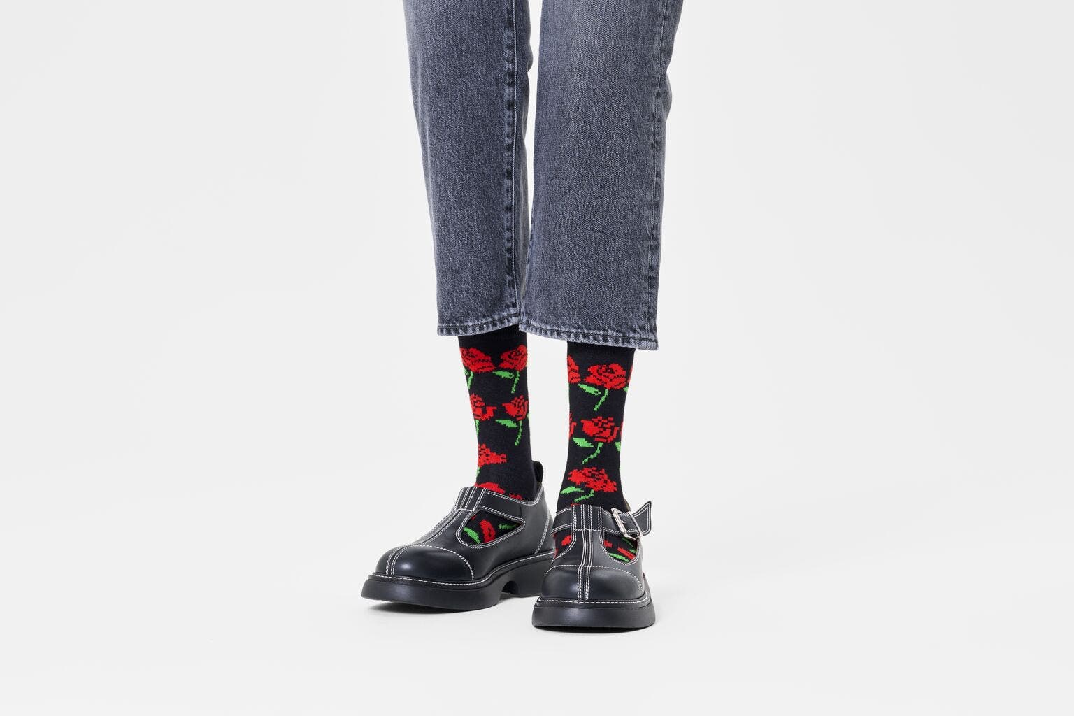 Happy Socks Rose Hearts Sock, unisex sokken, zwart