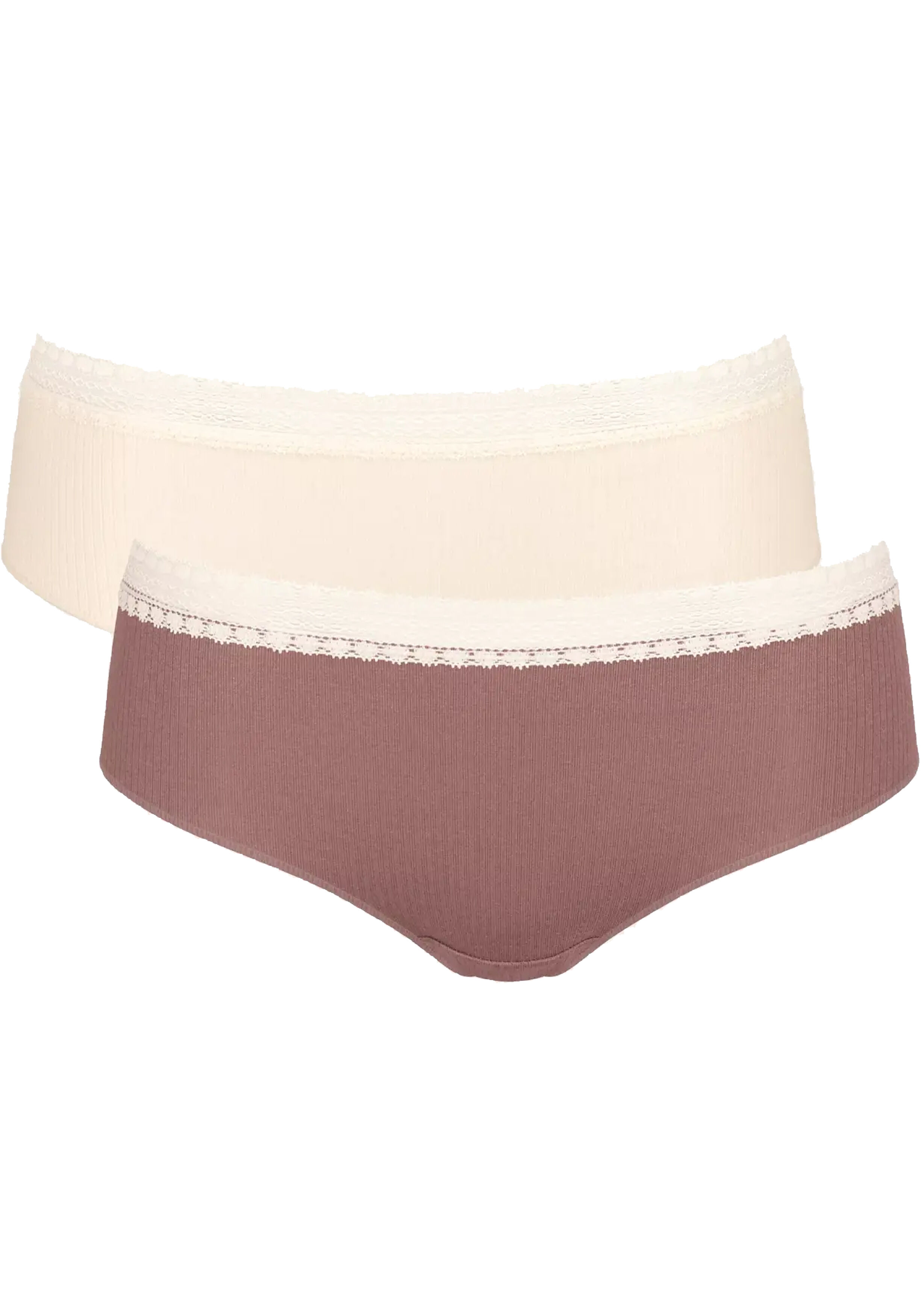 Sloggi Women GO Ribbed R Hipster (2-pack), dames slip, lichtbruin en ecru