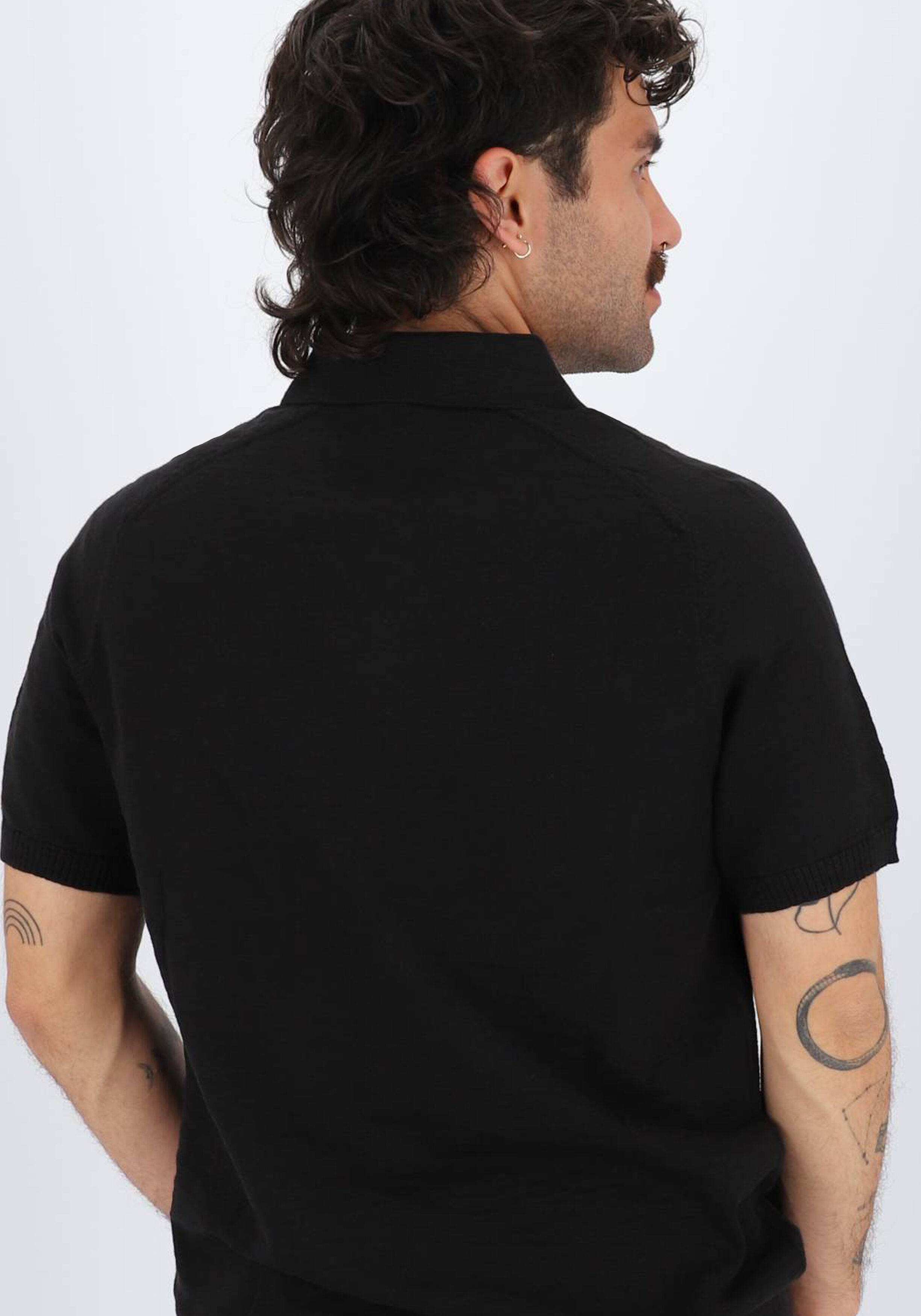 Calvin Klein Knitted Slub Texture Regular Polo, heren poloshirt, zwart