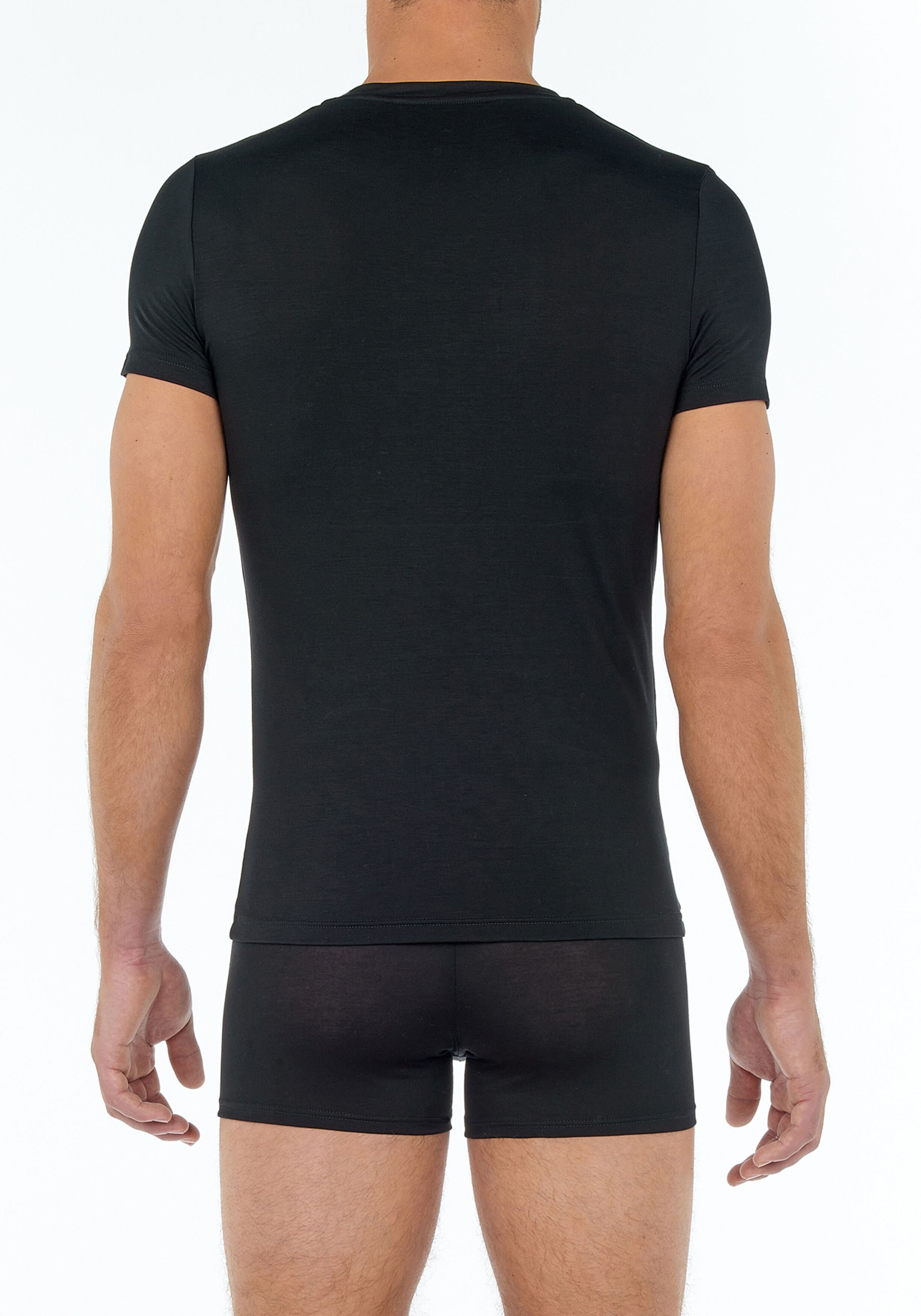 HOM Tencel soft tee-shirt v neck (1-pack), heren T-shirt, zwart