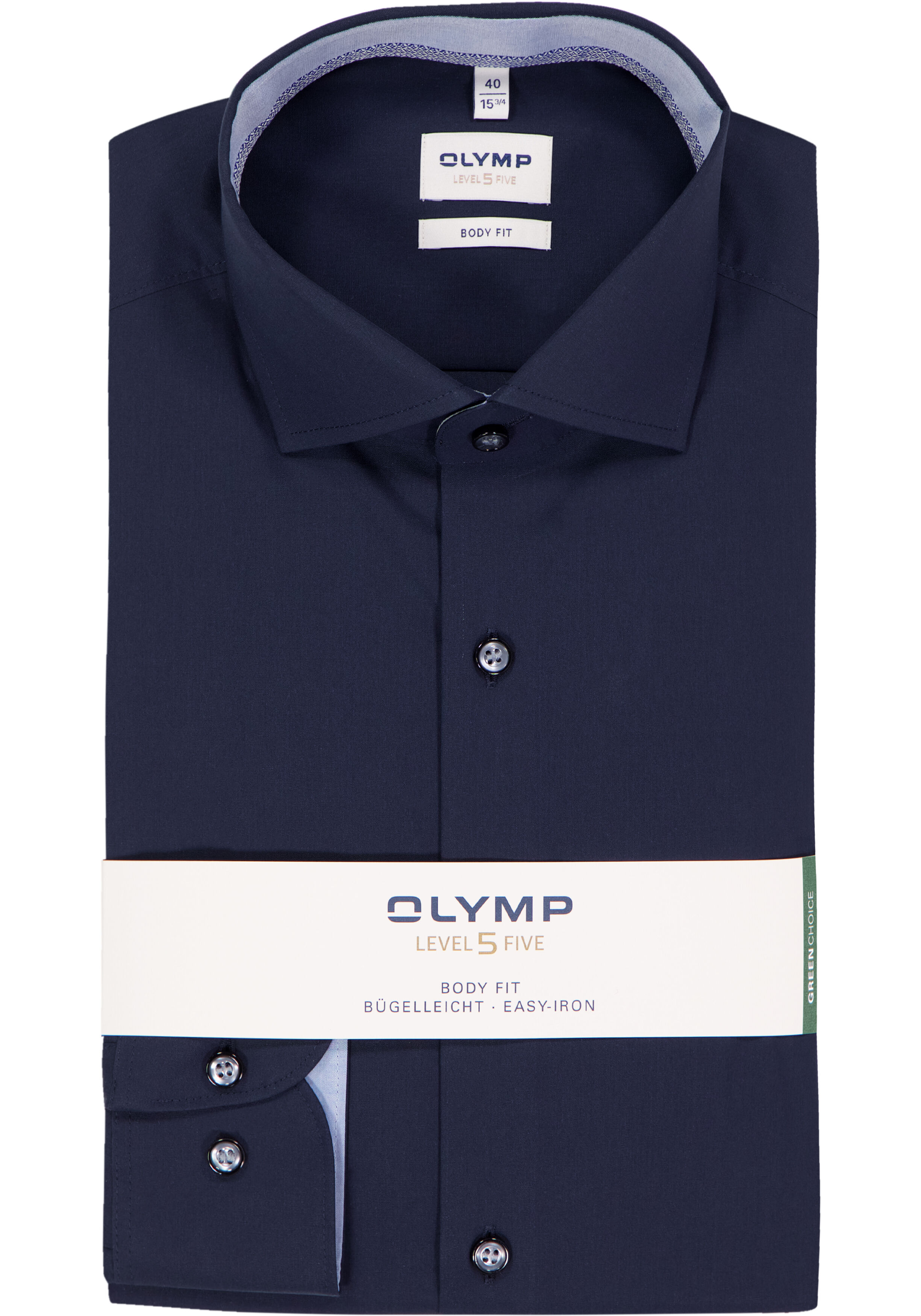 OLYMP Level 5 body fit overhemd, popeline, donkerblauw