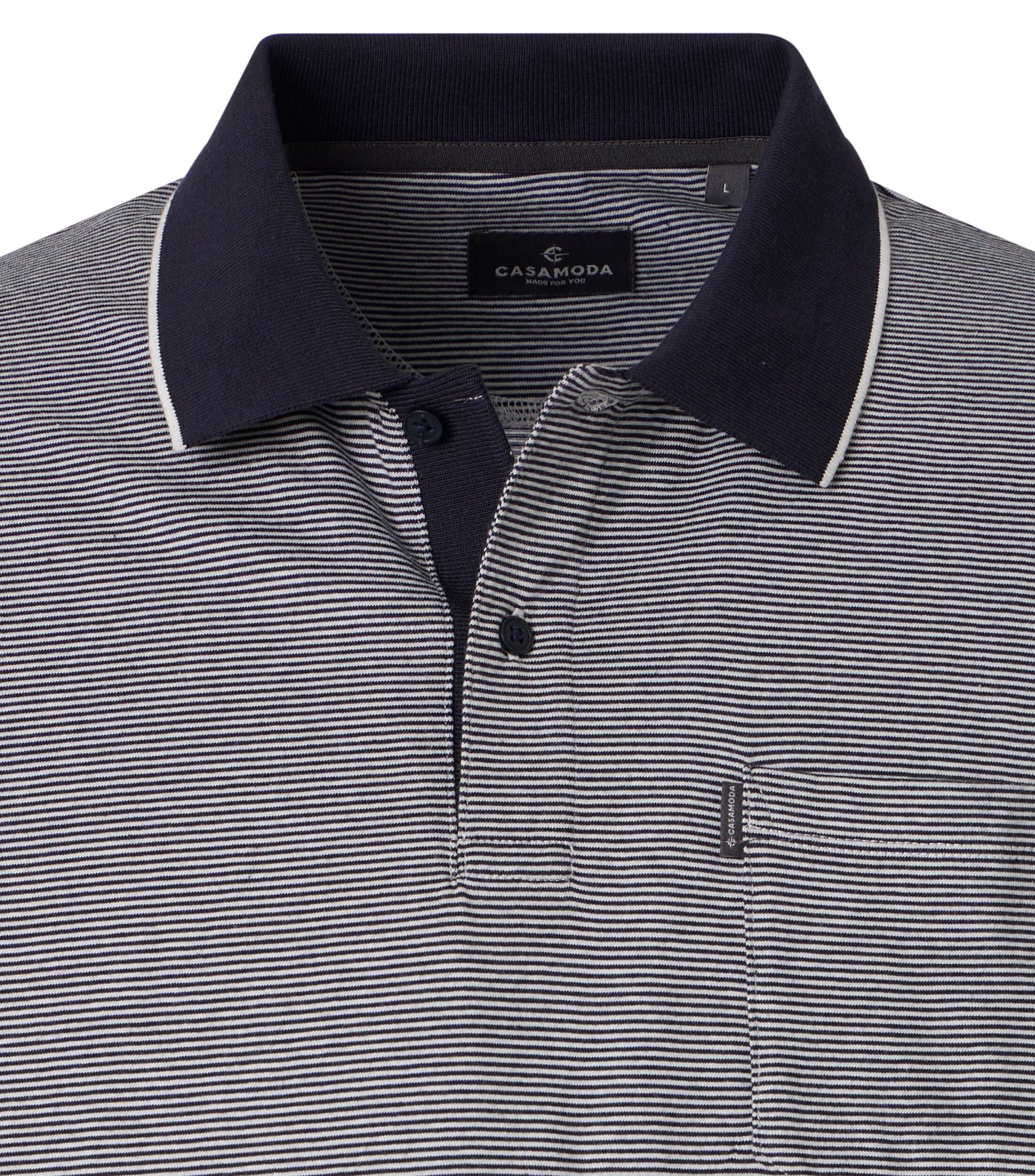 CASA MODA comfort fit heren polo, blauw dessin