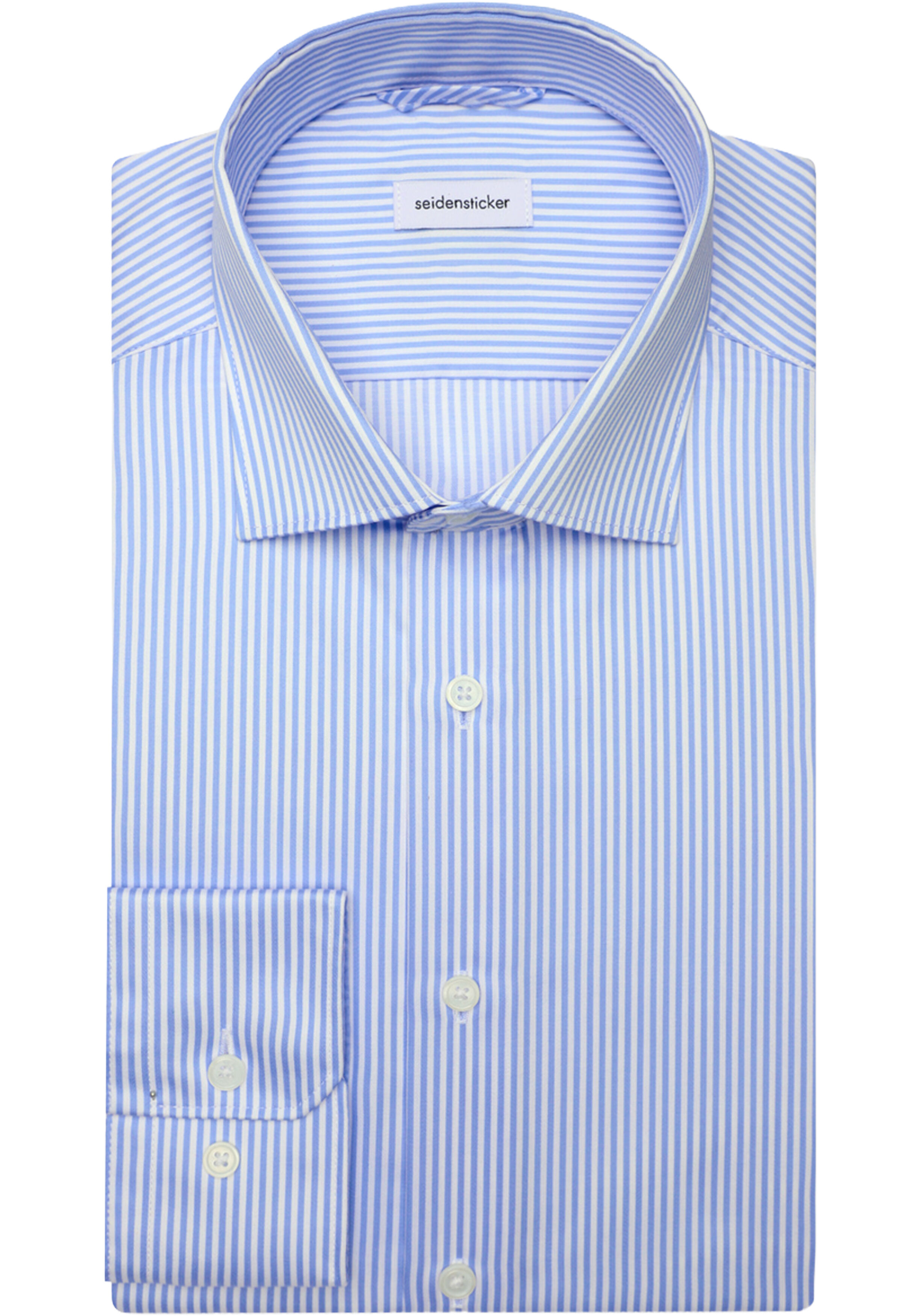 Seidensticker slim fit overhemd, popeline, blauw gestreept
