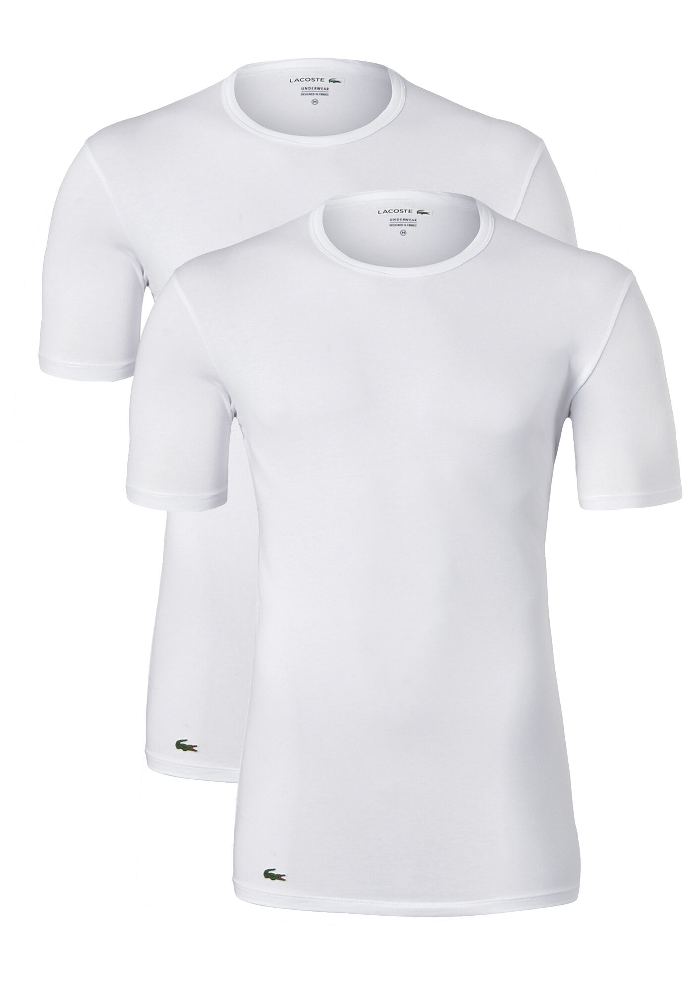 Lacoste heren stretch T-shirts (2-pack), regular fit O-hals, wit