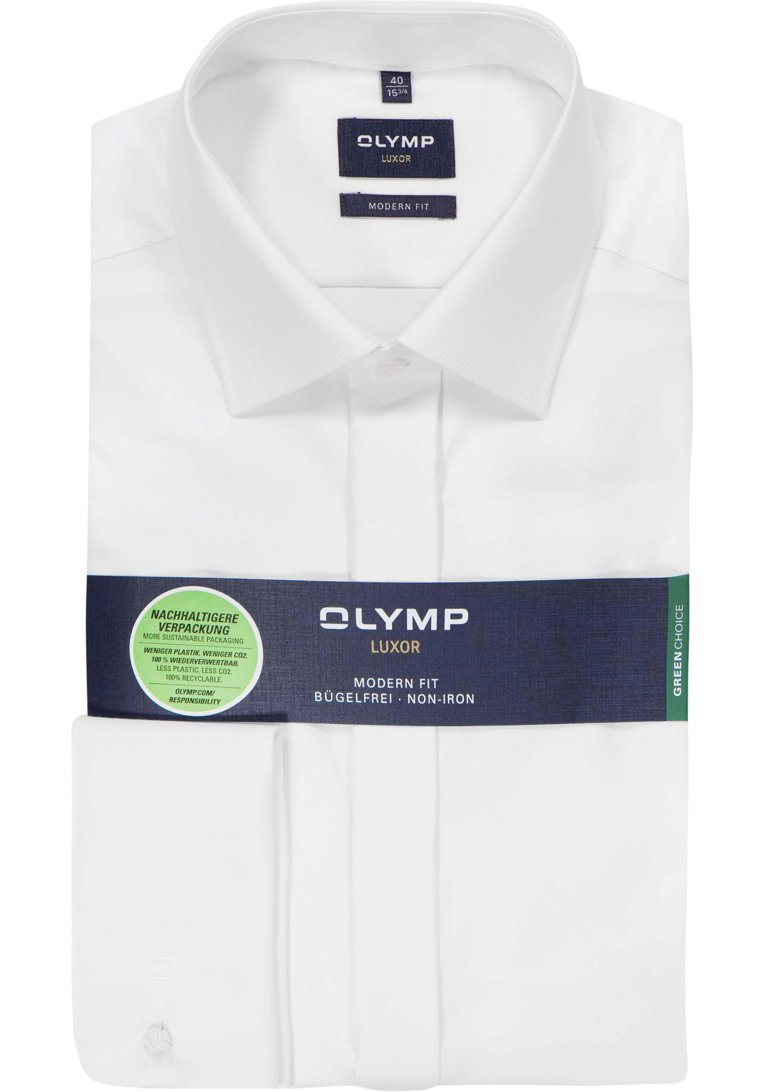 OLYMP Luxor modern fit overhemd, twill, wit
