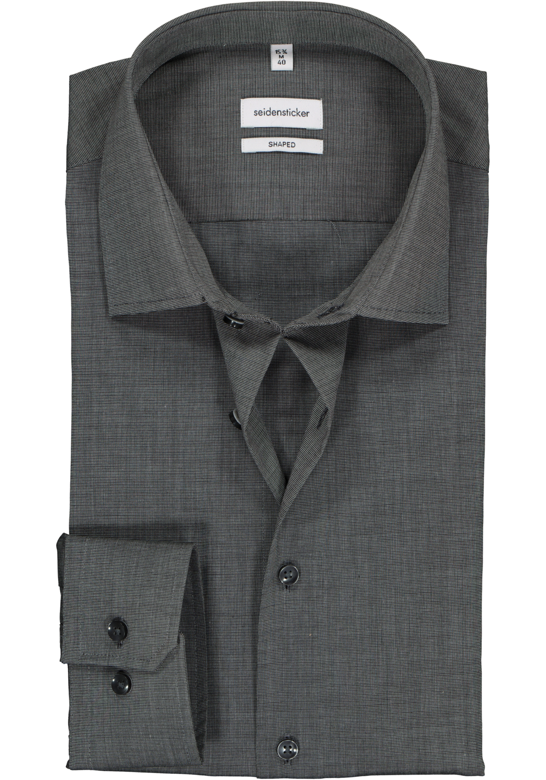 1-4048871805672_seidensticker-overhemd_HR Seidensticker shaped fit overhemd, antraciet fil a fil