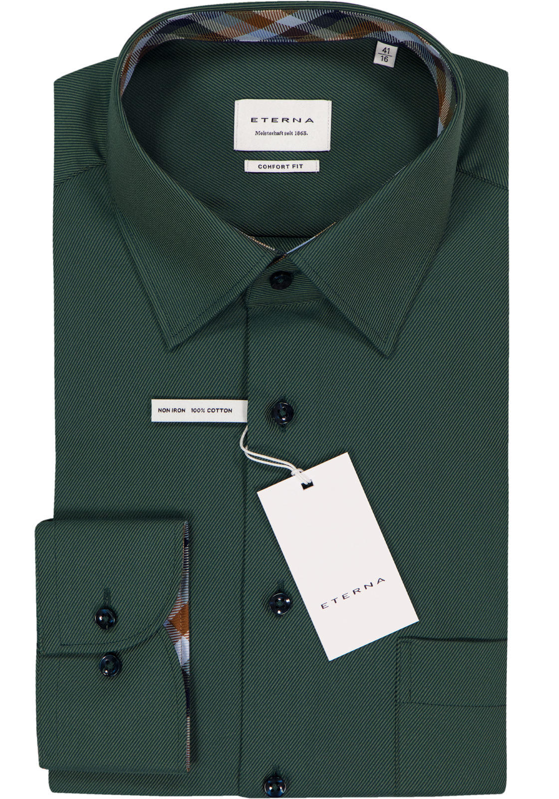 ETERNA comfort fit overhemd, twill, donkergroen ETERNA comfort fit overhemd, twill, donkergroen