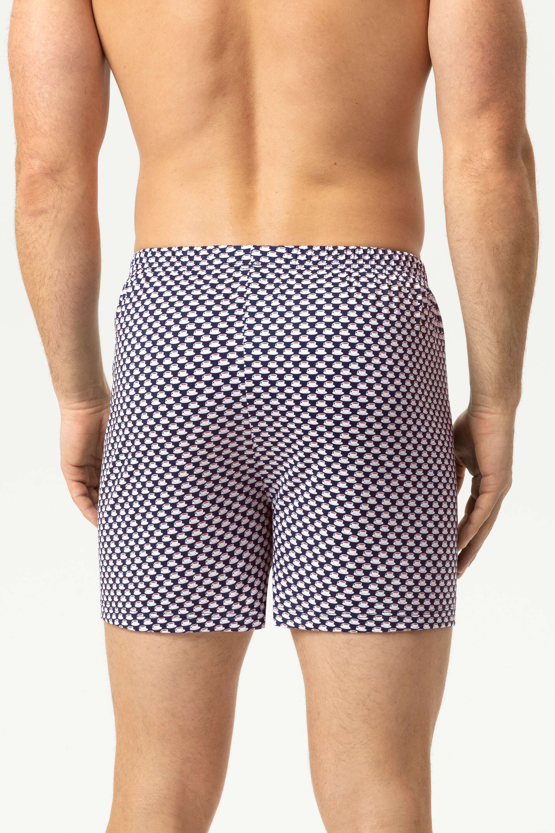 Mey heren boxer short Espresso Lovers, boxershort wijd normale lengte met gulp, marine blauw