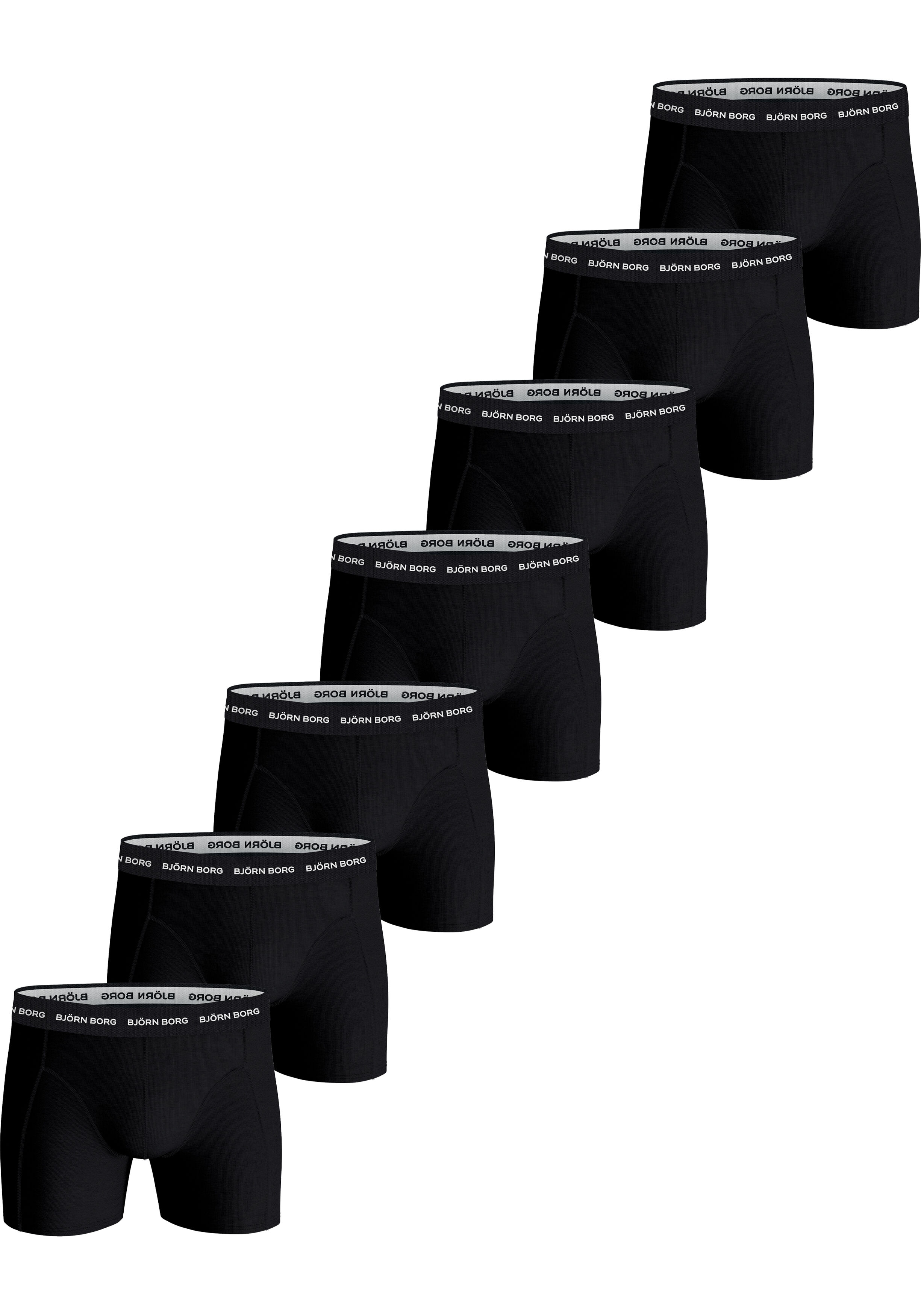 Bjorn Borg Cotton Stretch boxers, heren boxers normale lengte (7-pack), zwart, zwart, zwart, zwart, zwart, zwart, zwart