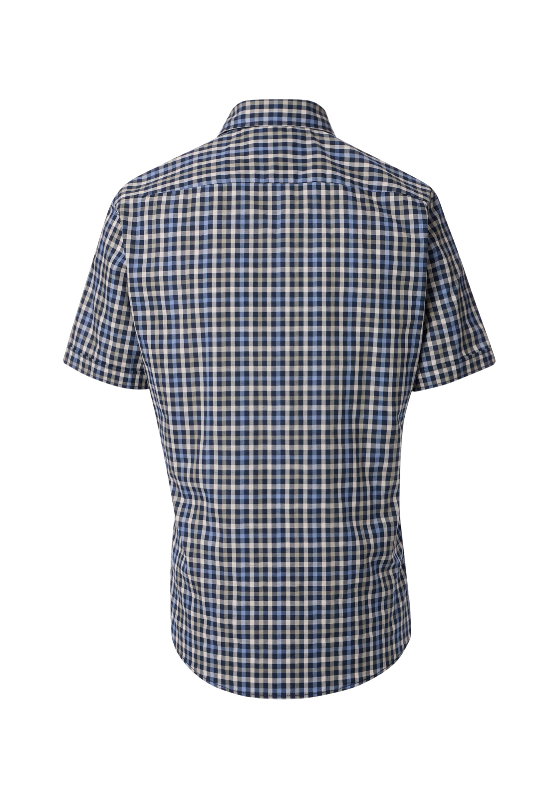 CASA MODA Sport casual fit overhemd, korte mouw, dobby, blauw met beige geruit CASA MODA Sport casual fit overhemd, korte mouw, dobby, blauw met beige geruit