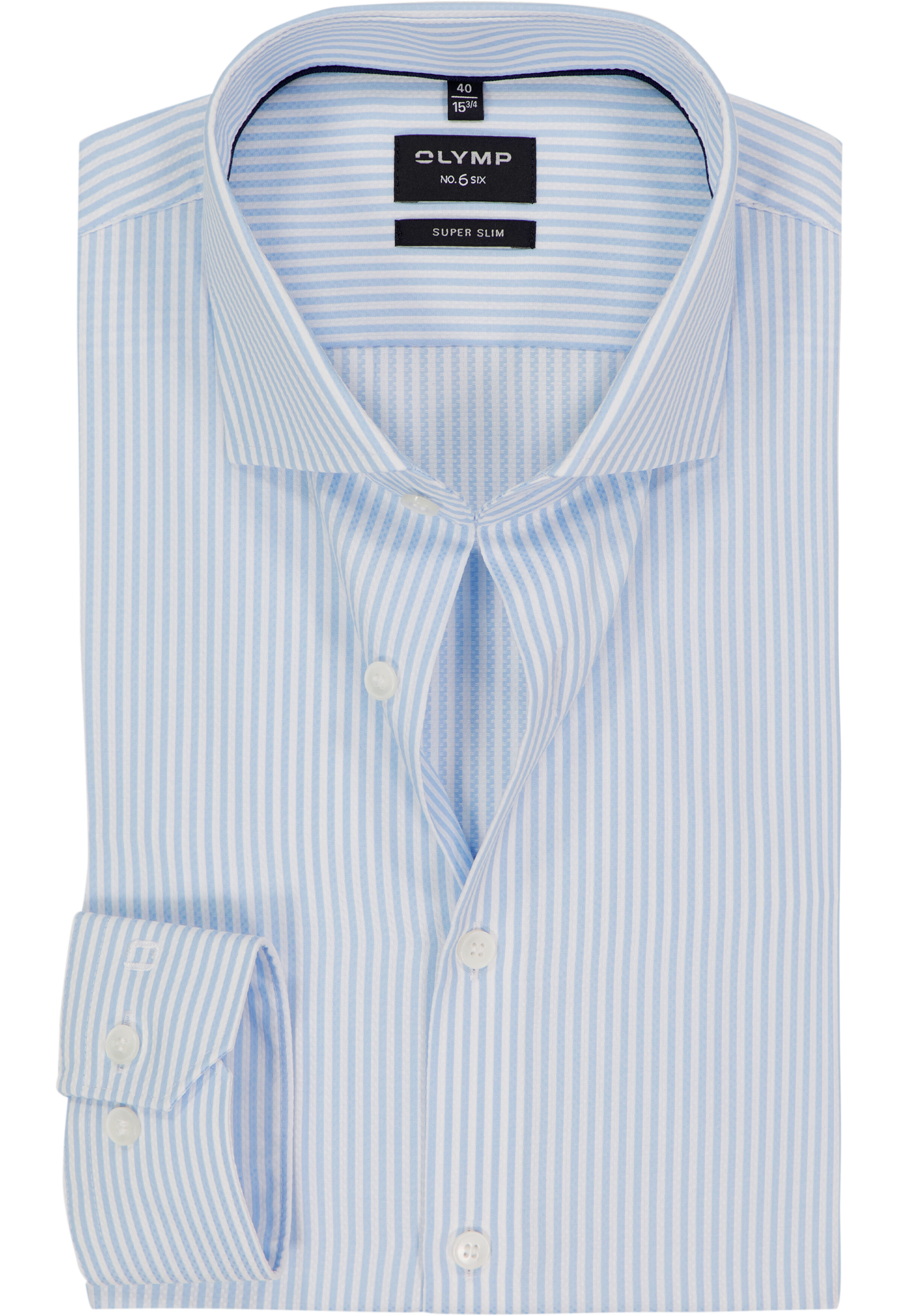 OLYMP No. 6 Six super slim fit overhemd, popeline, lichtblauw gestreept