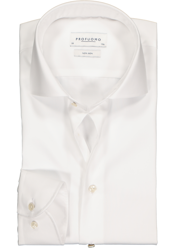 Profuomo slim fit overhemd, twill, wit Profuomo slim fit overhemd, twill, wit