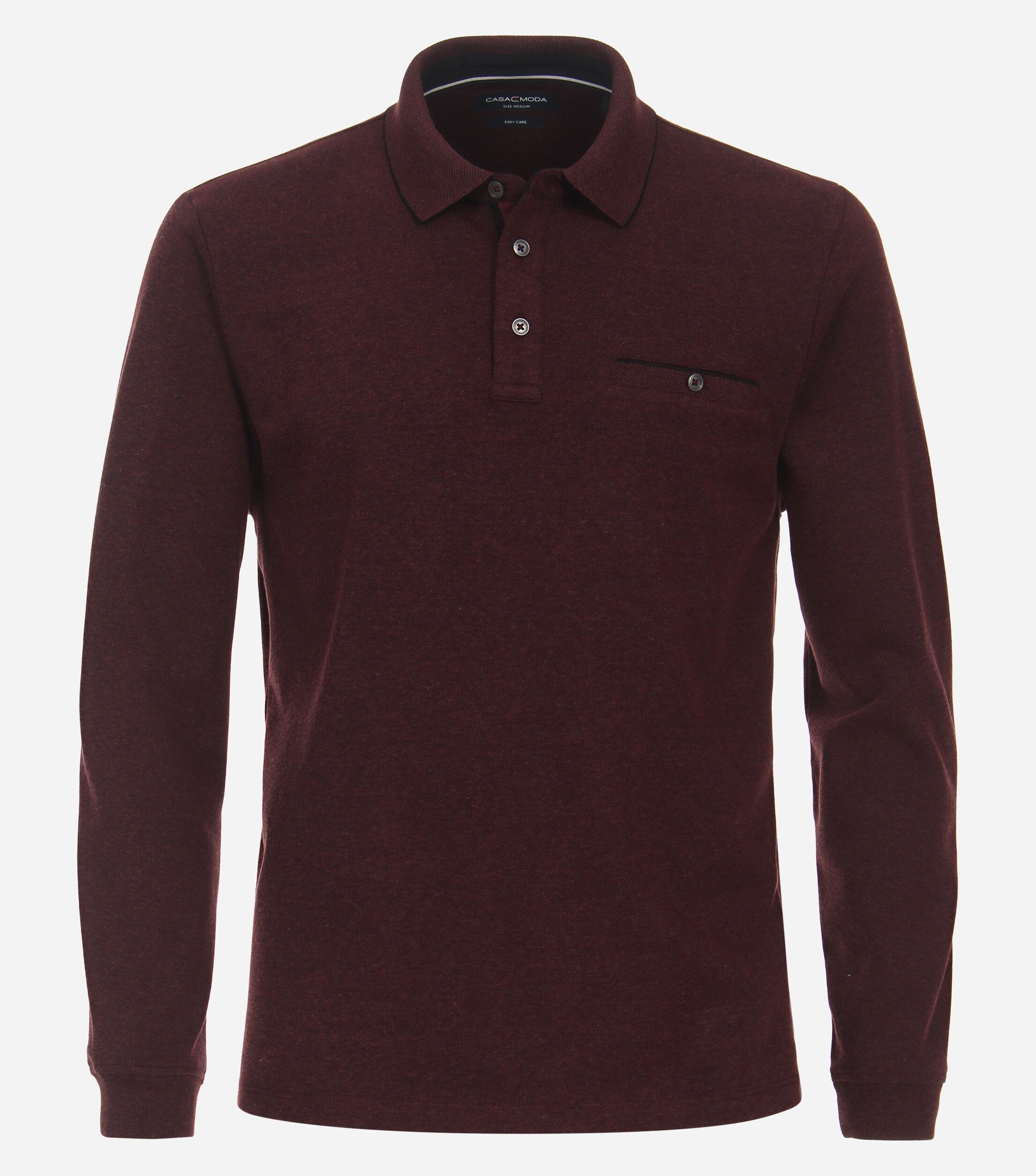 CASA MODA comfort fit polo lange mouw, rood melange