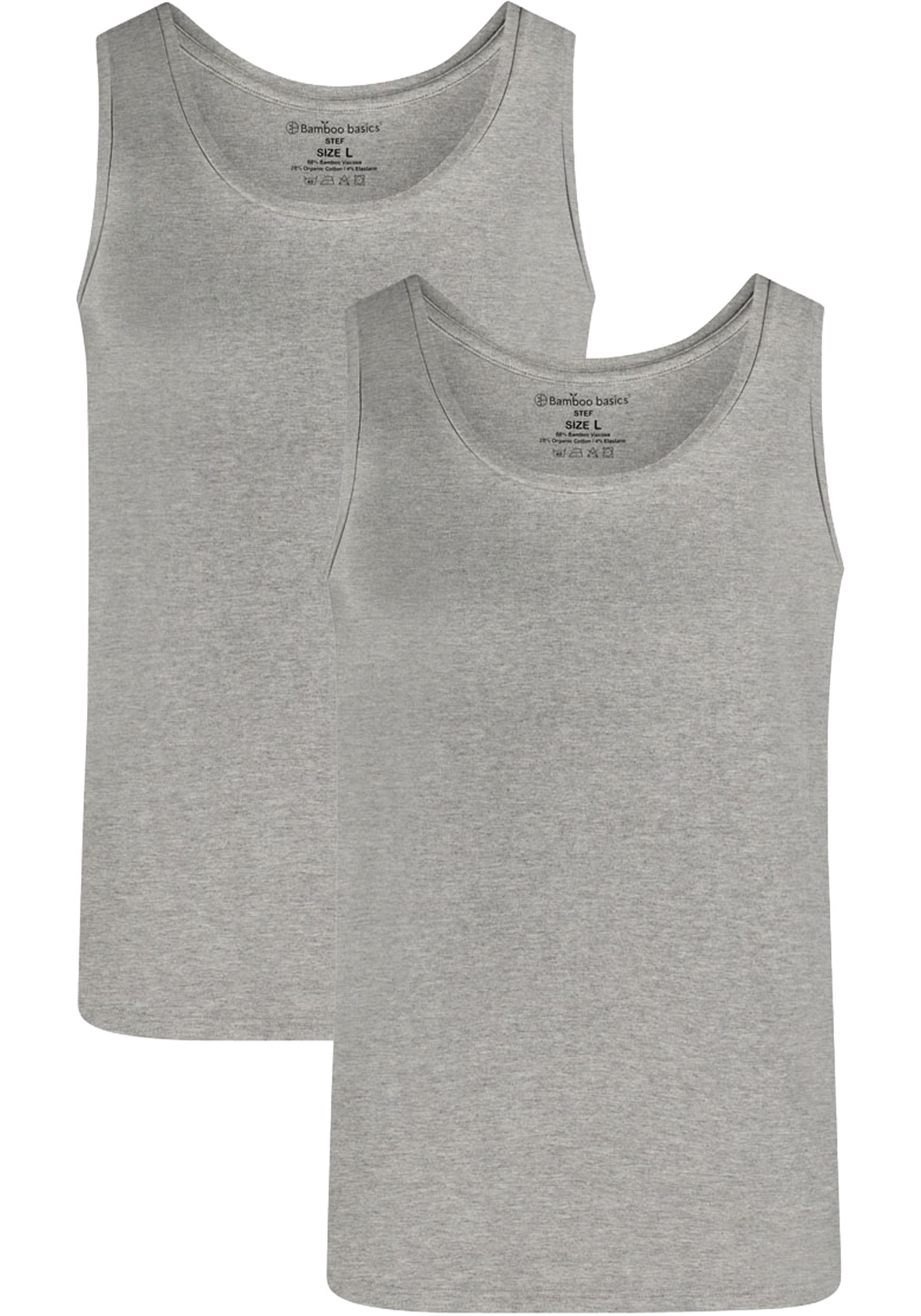Bamboo Basics Stef singlet (2-pack), heren hemd, grijs melange