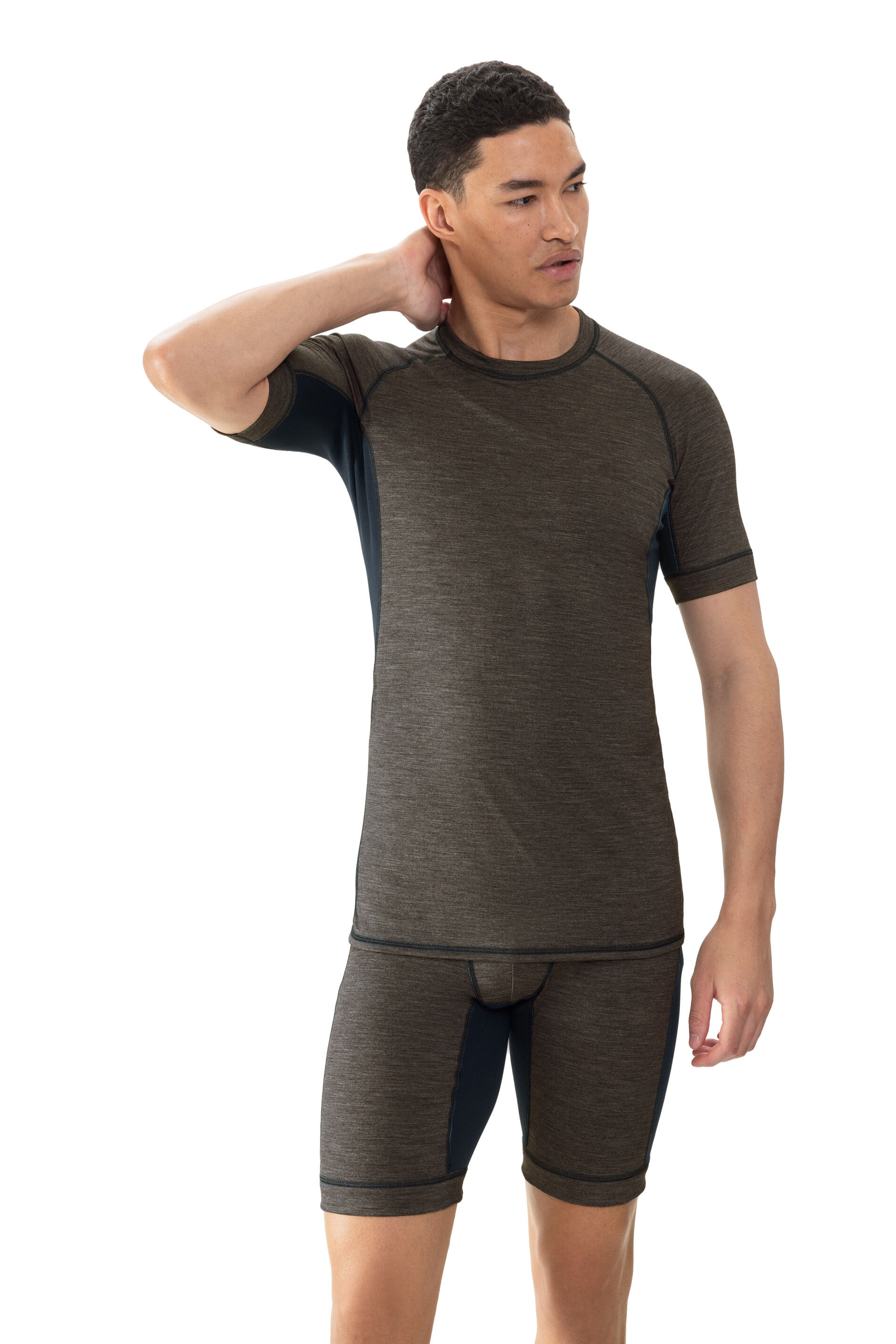 Mey heren T-shirt Prfrmnc+, thermo T-shirt korte mouw met O-hals gedempt olijfgroen