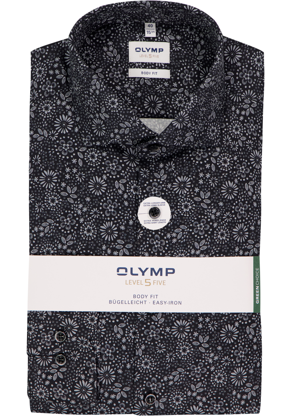 OLYMP Level 5 body fit overhemd, mouwlengte 7, dobby, zilvergrijs dessin OLYMP Level 5 body fit overhemd, mouwlengte 7, dobby, zilvergrijs dessin