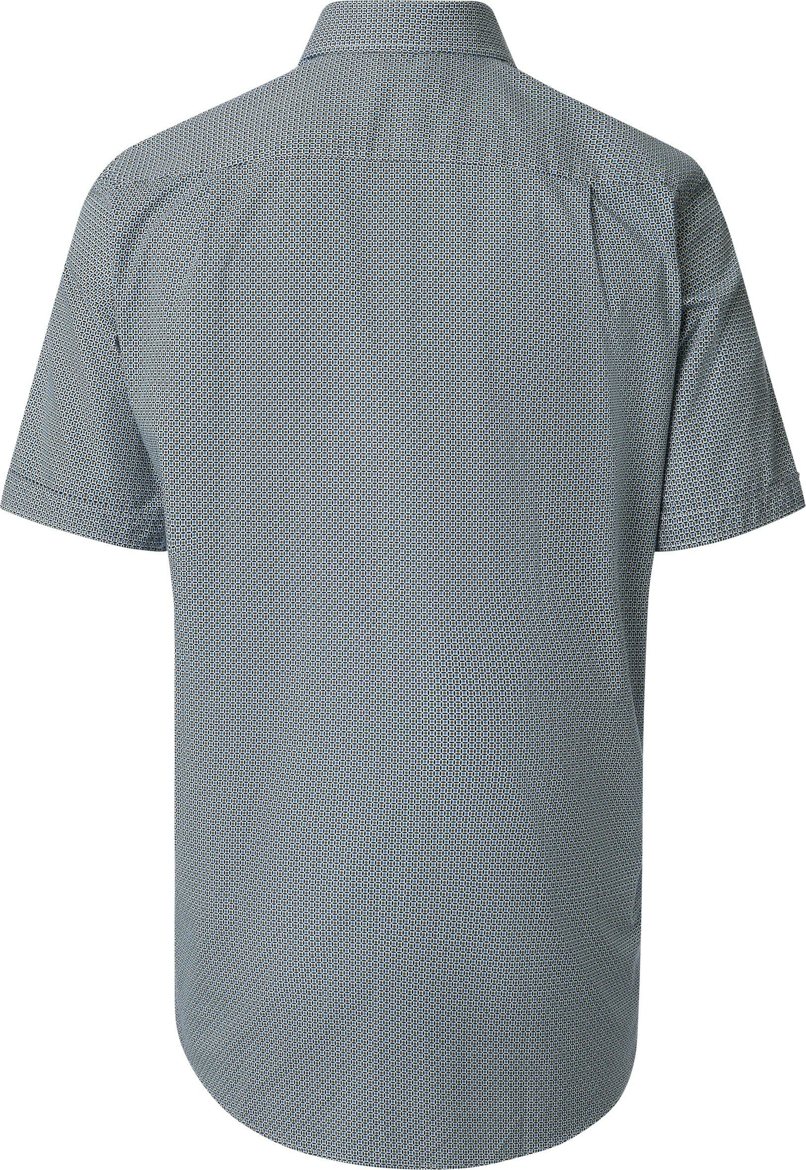 Redmond comfort fit overhemd, korte mouw, popeline, blauw, wit, bruin dessin