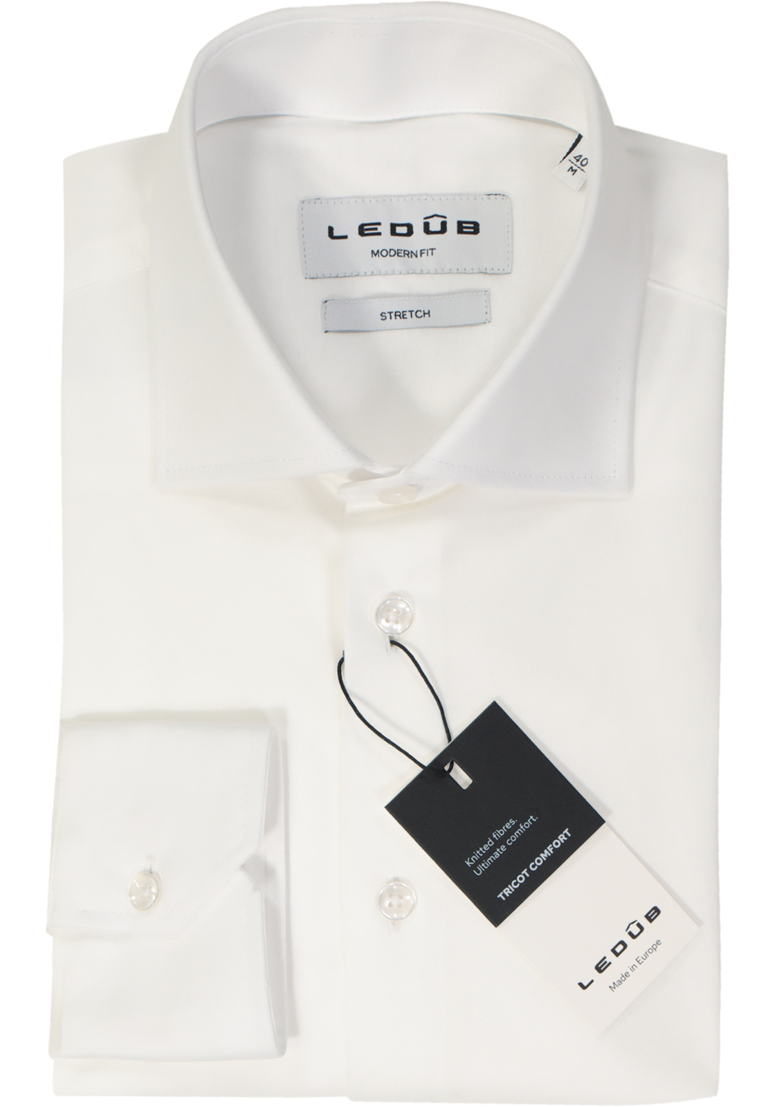 Ledub modern fit overhemd, popeline, wit Ledub modern fit overhemd, popeline, wit